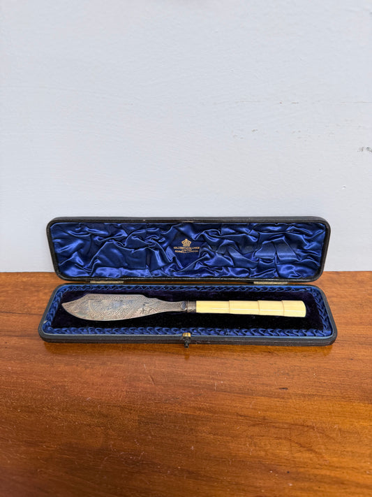 Victorian Sterling Silver & Ivory Handle Fish Server