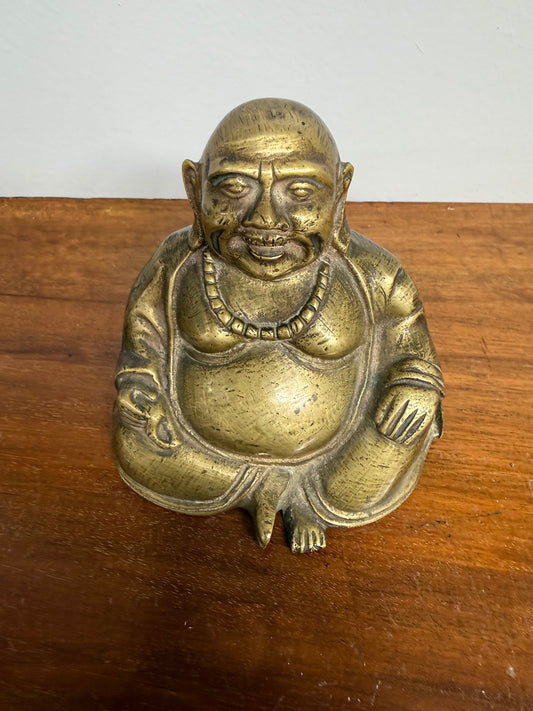 Vintage Bronze Laughing Buddha Statue