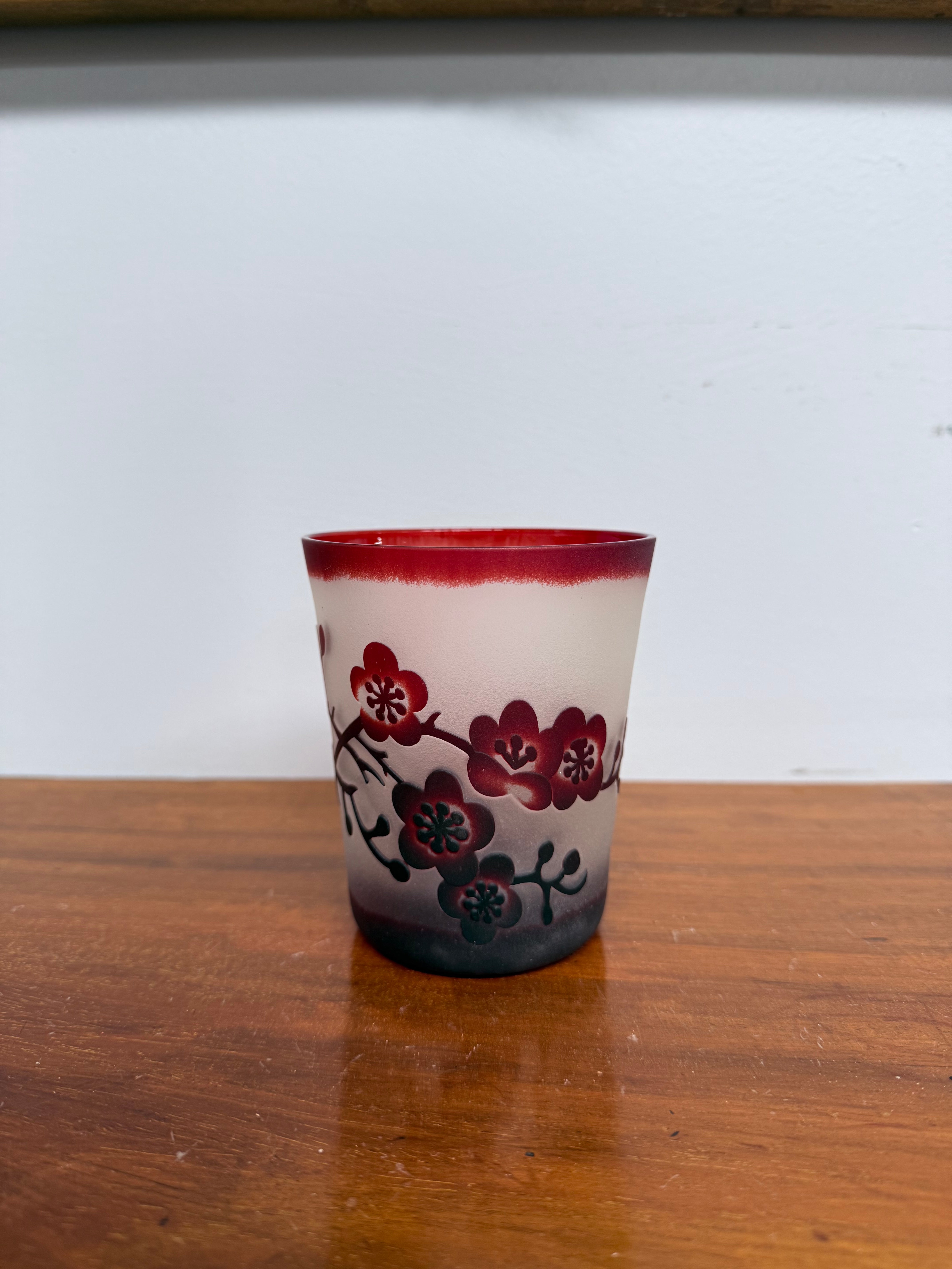 Vintage Hand Carved Satin (Acid Etched) Glass Tumbler