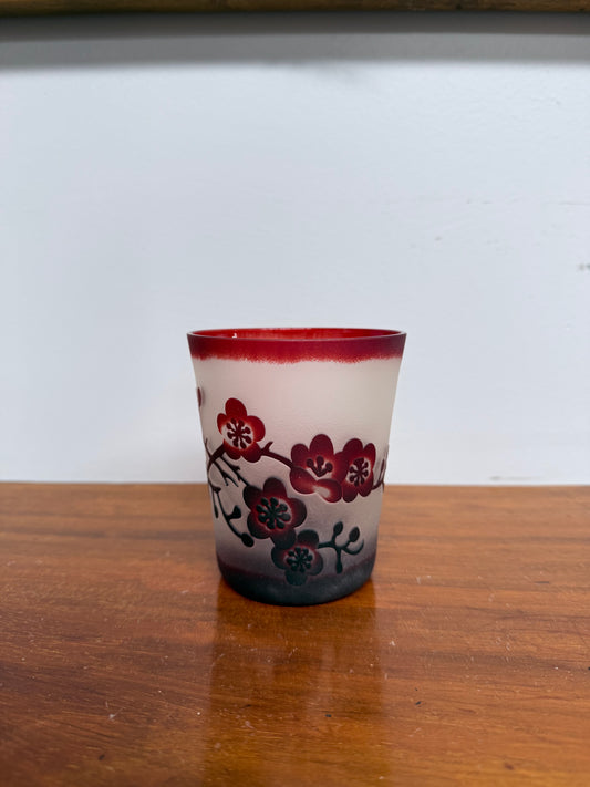 Vintage Hand Carved Satin (Acid Etched) Glass Tumbler