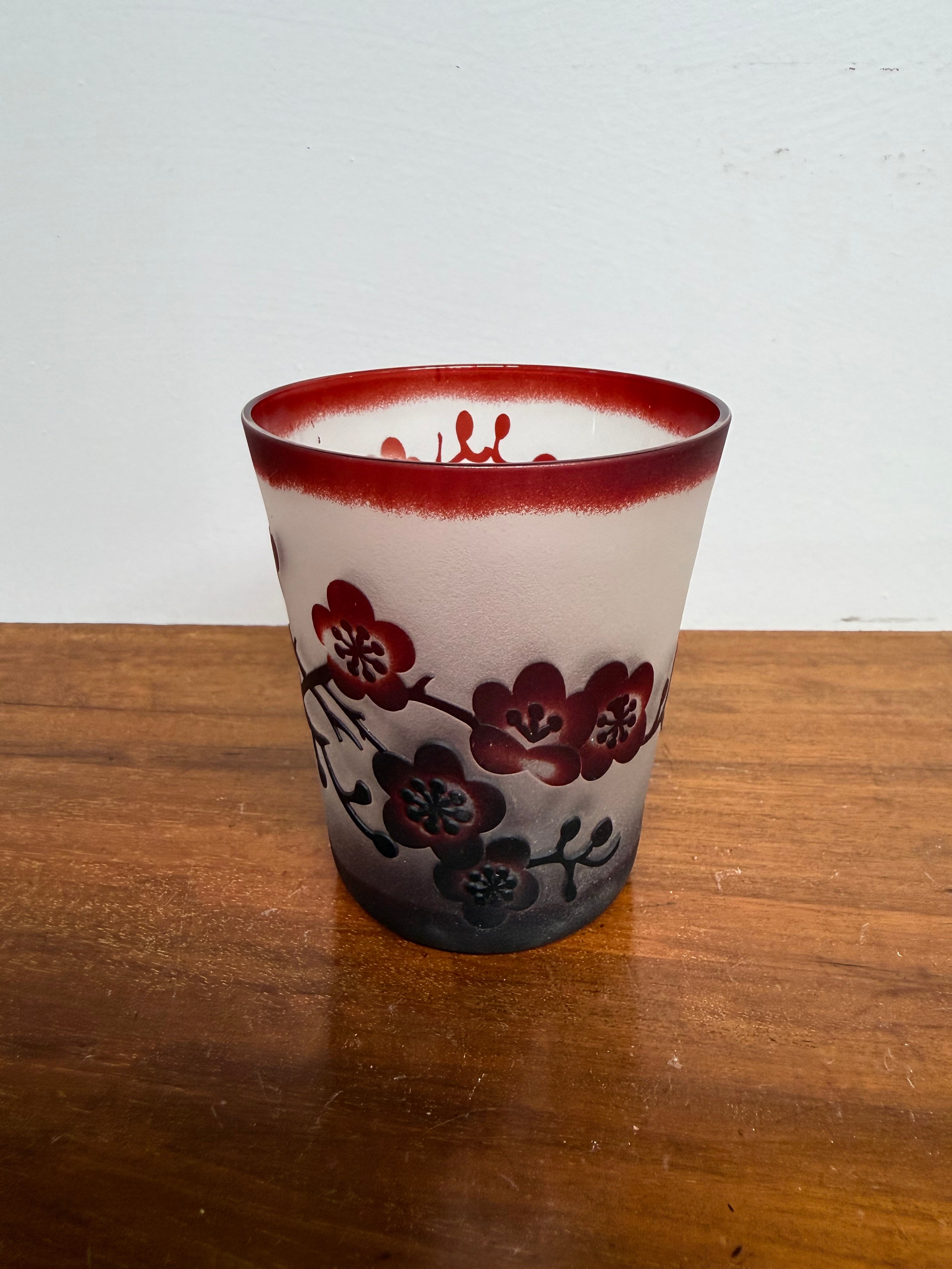 Vintage Hand Carved Satin (Acid Etched) Glass Tumbler | Antique & Vintage | Moonee Ponds Antiques | Australia Wide
