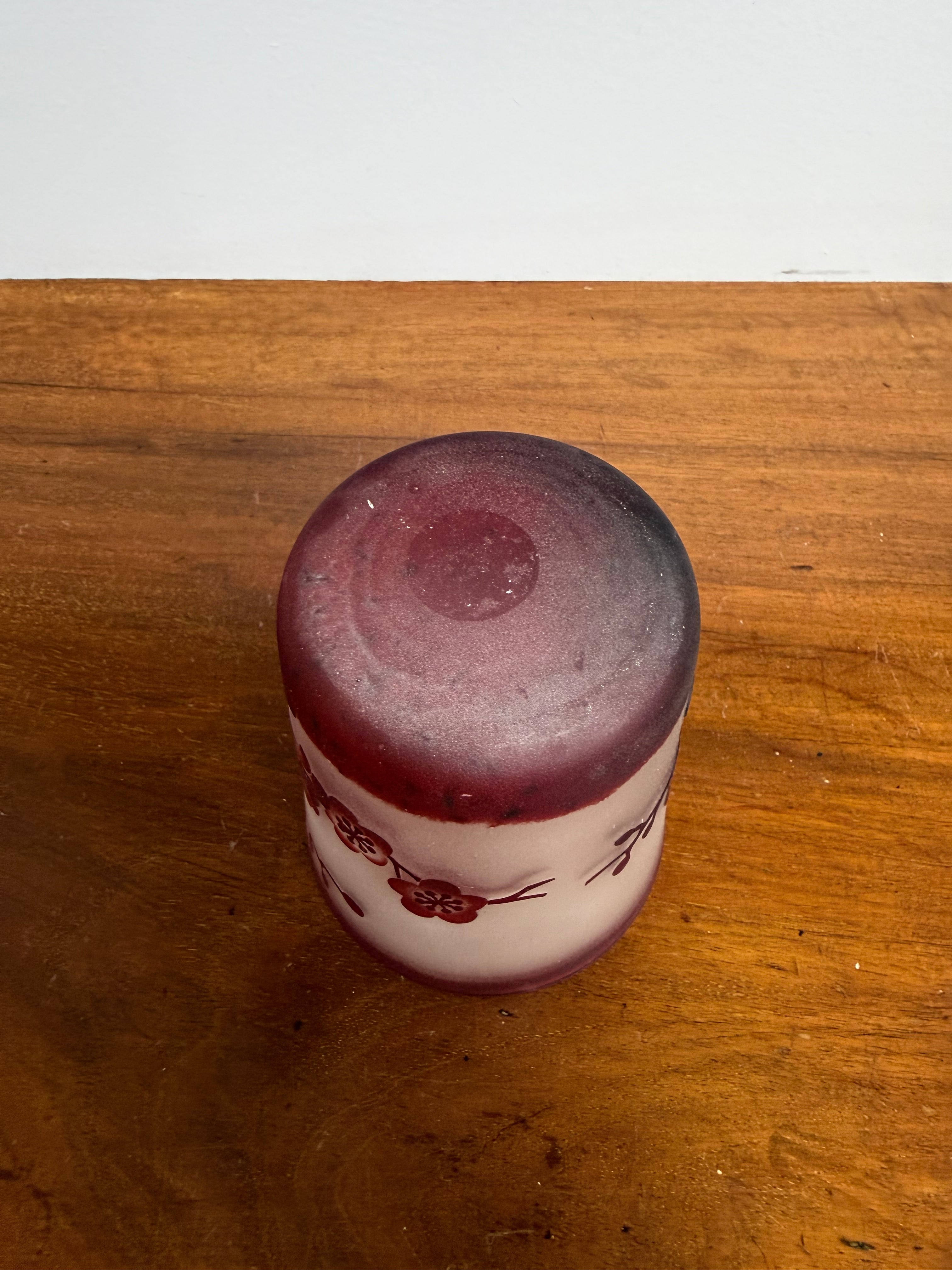 Vintage Hand Carved Satin (Acid Etched) Glass Tumbler | Antique & Vintage | Moonee Ponds Antiques | Australia Wide