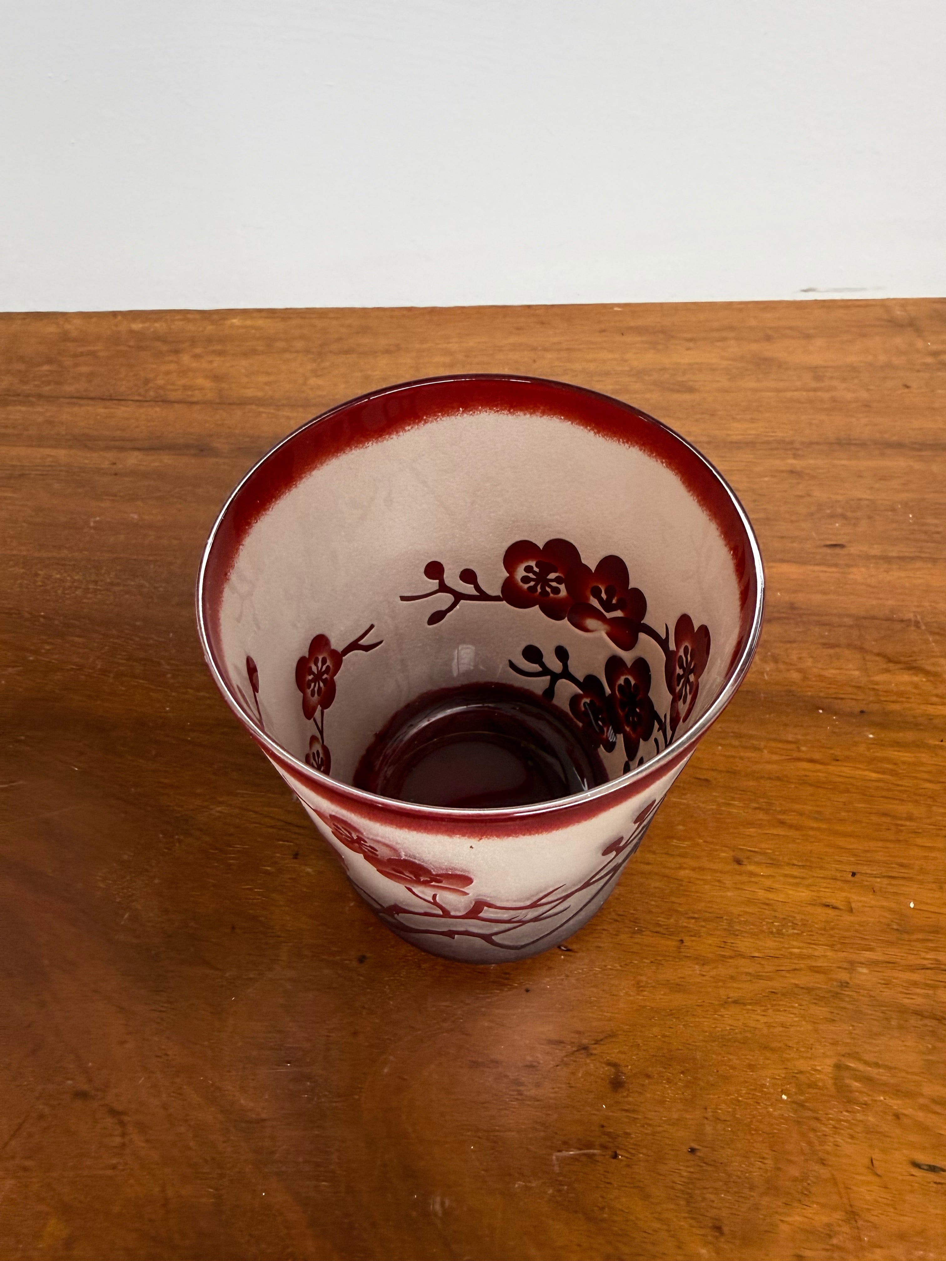 Vintage Hand Carved Satin (Acid Etched) Glass Tumbler | Antique & Vintage | Moonee Ponds Antiques | Australia Wide