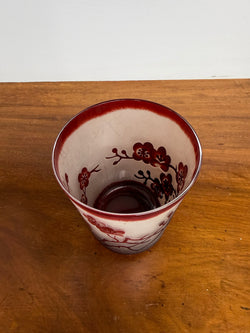 Vintage Hand Carved Satin (Acid Etched) Glass Tumbler | Antique & Vintage | Moonee Ponds Antiques | Australia Wide Delivery