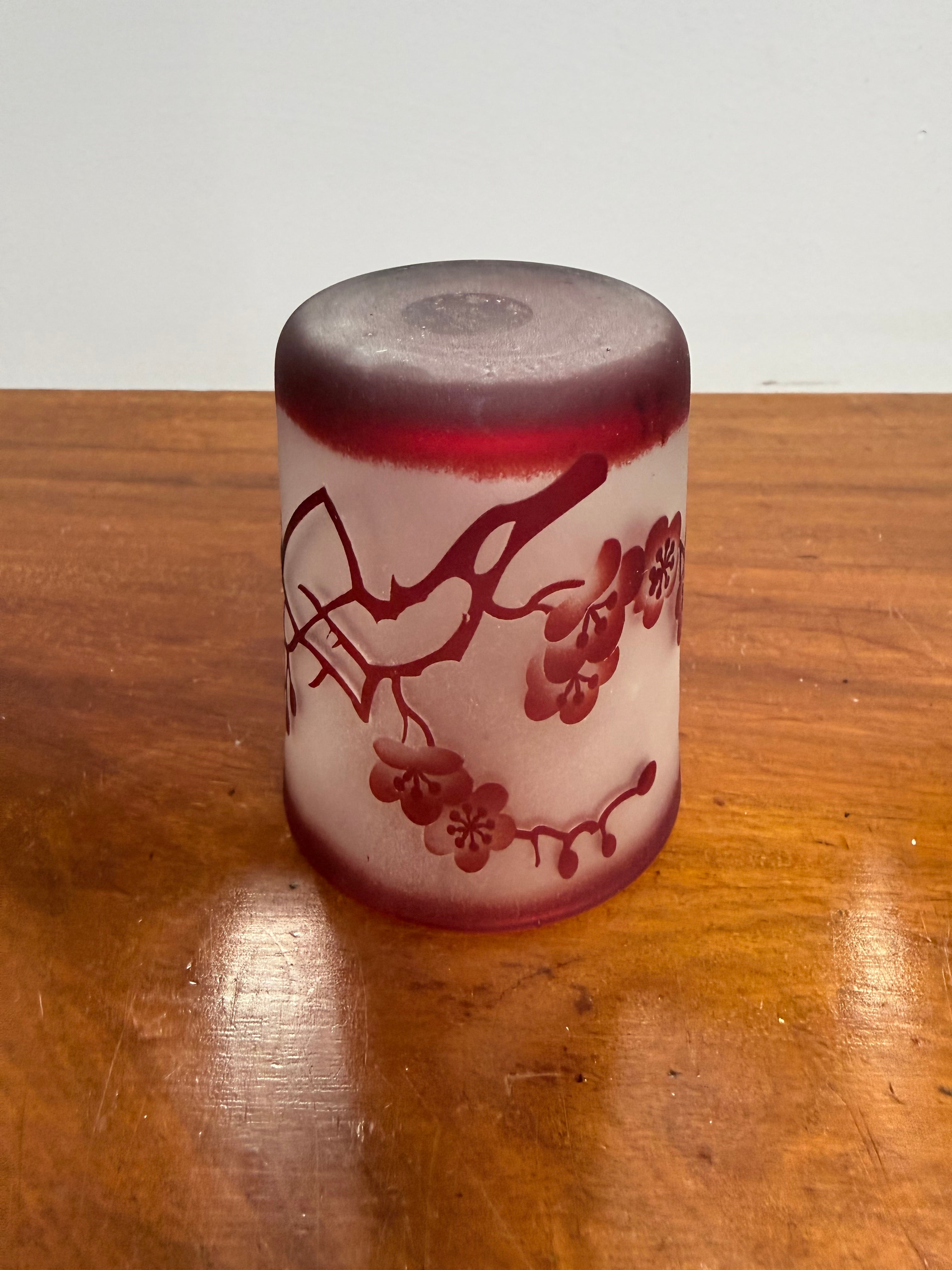 Vintage Hand Carved Satin (Acid Etched) Glass Tumbler | Antique & Vintage | Moonee Ponds Antiques | Australia Wide
