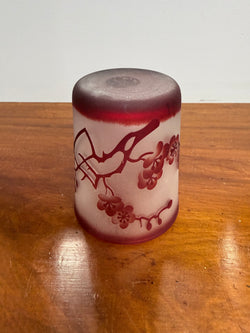 Vintage Hand Carved Satin (Acid Etched) Glass Tumbler | Antique & Vintage | Moonee Ponds Antiques | Australia Wide Delivery