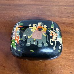 Vintage Hand Painted Russian Lacquer Trinket Box
