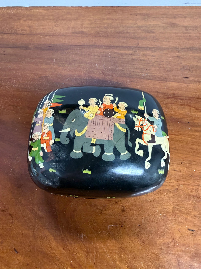 Vintage Hand Painted Russian Lacquer Trinket Box