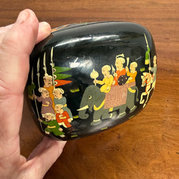 Vintage Hand Painted Russian Lacquer Trinket Box