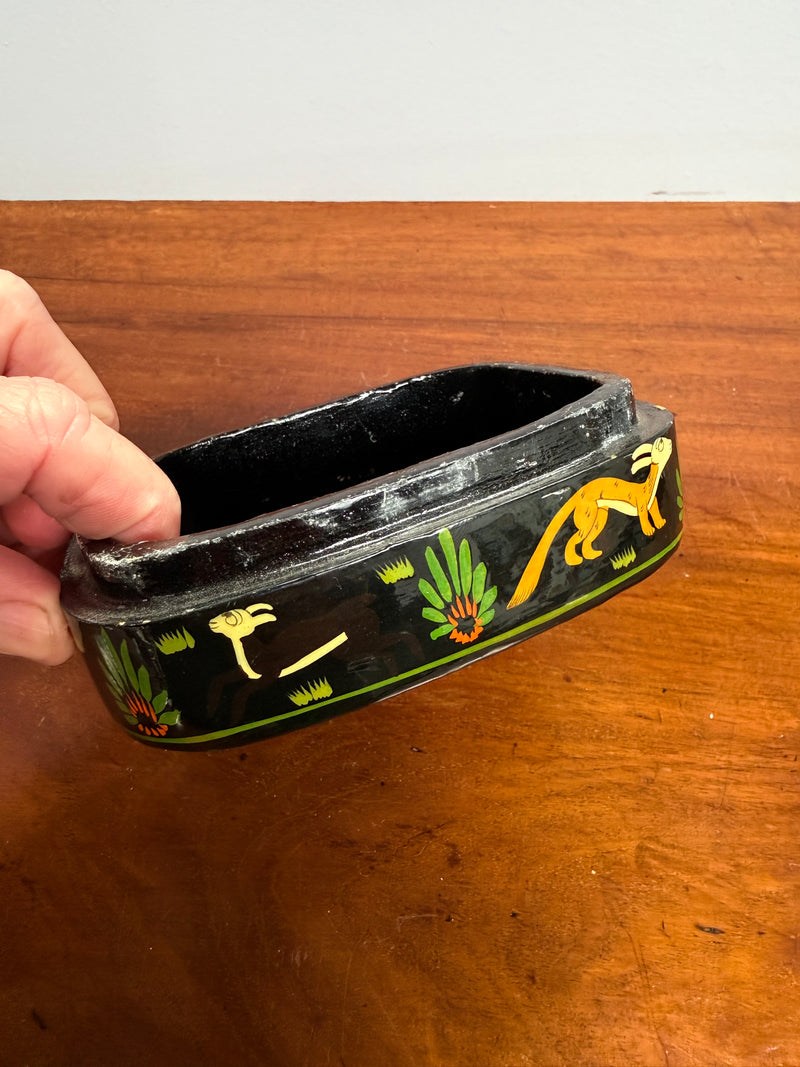 Vintage Hand Painted Russian Lacquer Trinket Box