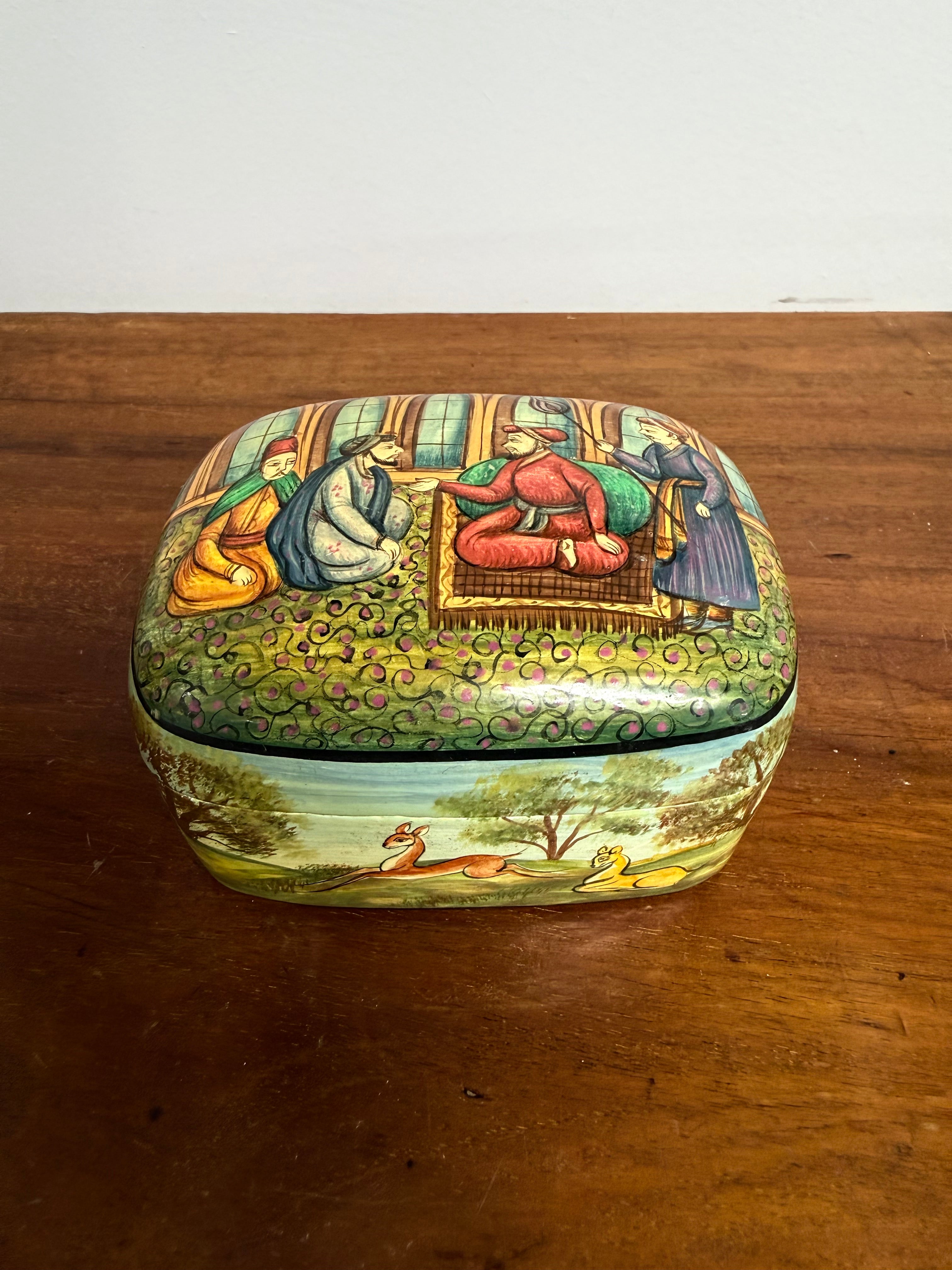 Vintage Hand Painted Persian Moghul Papier Mache Trinket Box | Antique & Vintage | Moonee Ponds Antiques | Australia Wide Delivery