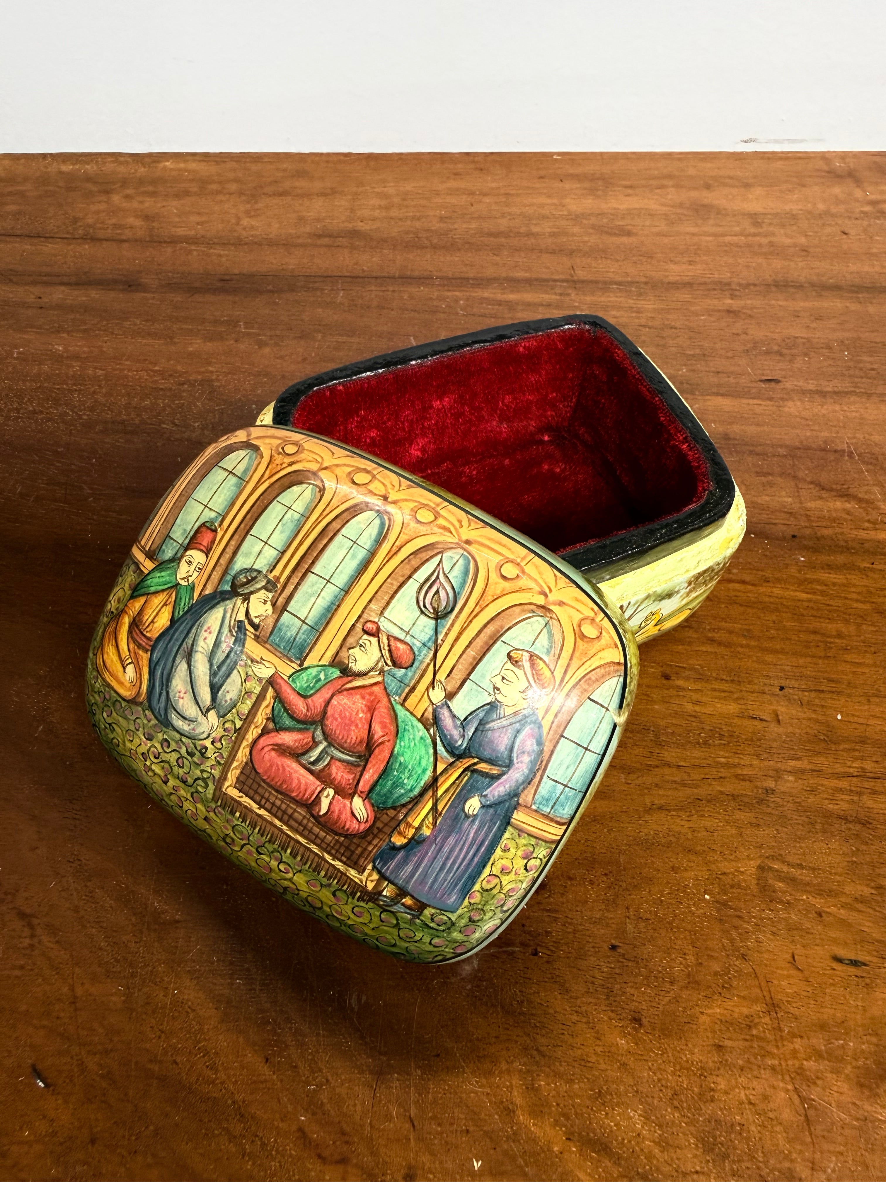 Vintage Hand Painted Persian Moghul Papier Mache Trinket Box | Antique & Vintage | Moonee Ponds Antiques | Australia Wide Delivery
