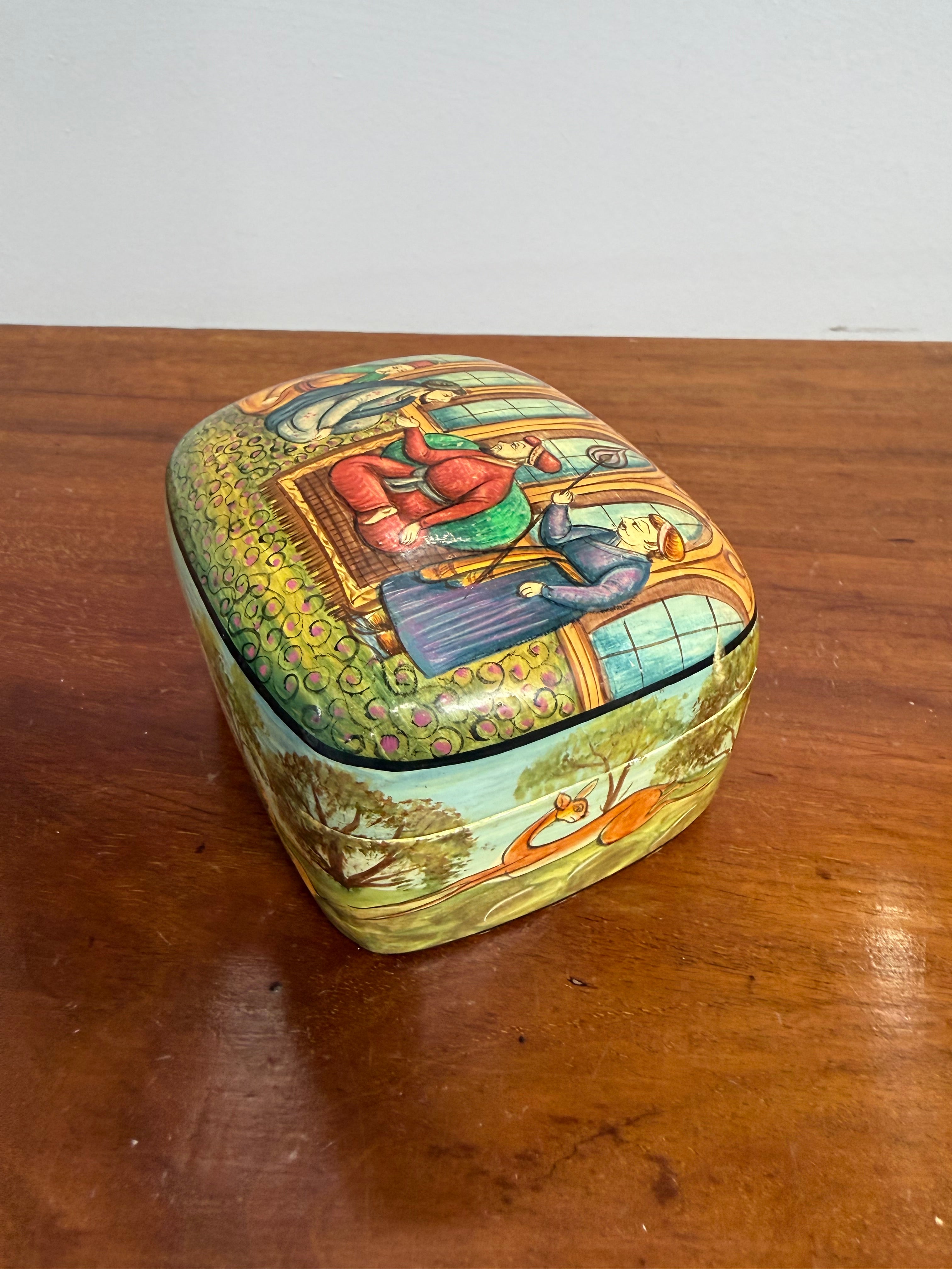 Vintage Hand Painted Persian Moghul Papier Mache Trinket Box | Antique & Vintage | Moonee Ponds Antiques | Australia Wide Delivery