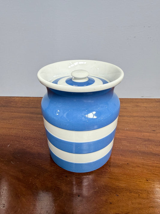 Vintage TG Green Cornishware Small Canister& Lid
