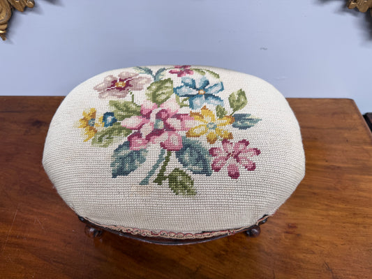 Antique tapestry foot stool
