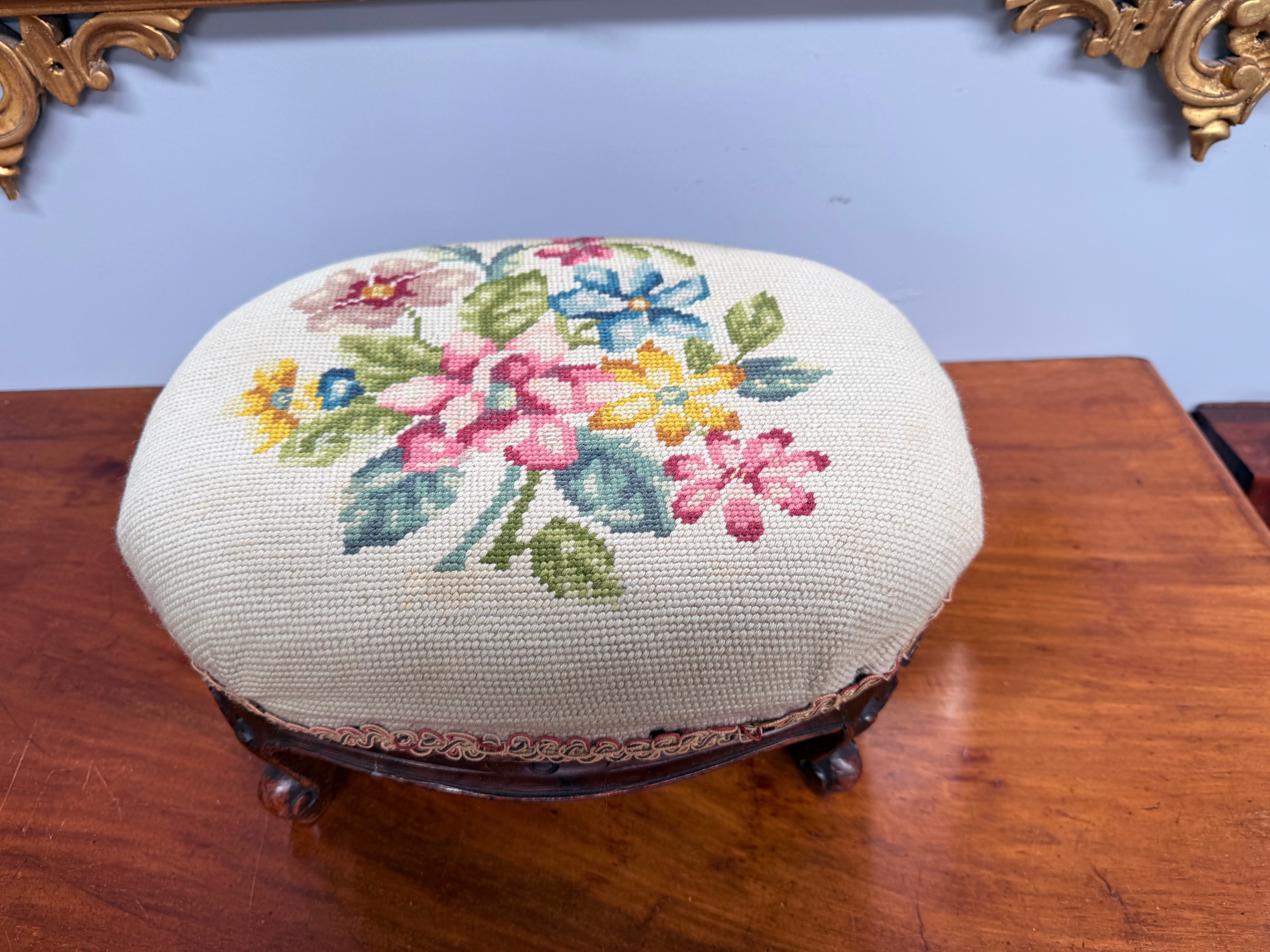 Antique tapestry foot stool | Antique & Vintage | Moonee Ponds Antiques | Australia Wide
