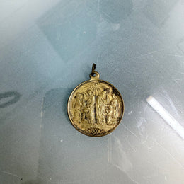 Rare Gilt Brass Medal For Baptism Confirmation & Communion