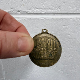 Antique Brass Communion Medal