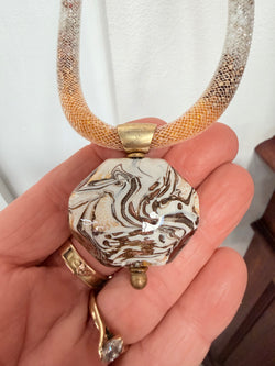 Murano Manuela Zanvettori Pendant Glass & Mesh Necklace | Antique & Vintage | Moonee Ponds Antiques | Australia Wide Delivery