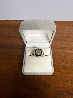 Vintage Sterling Silver Ring with Roman Soldier Head On Black Background | Antique & Vintage | Moonee Ponds Antiques | Australia Wide Delivery