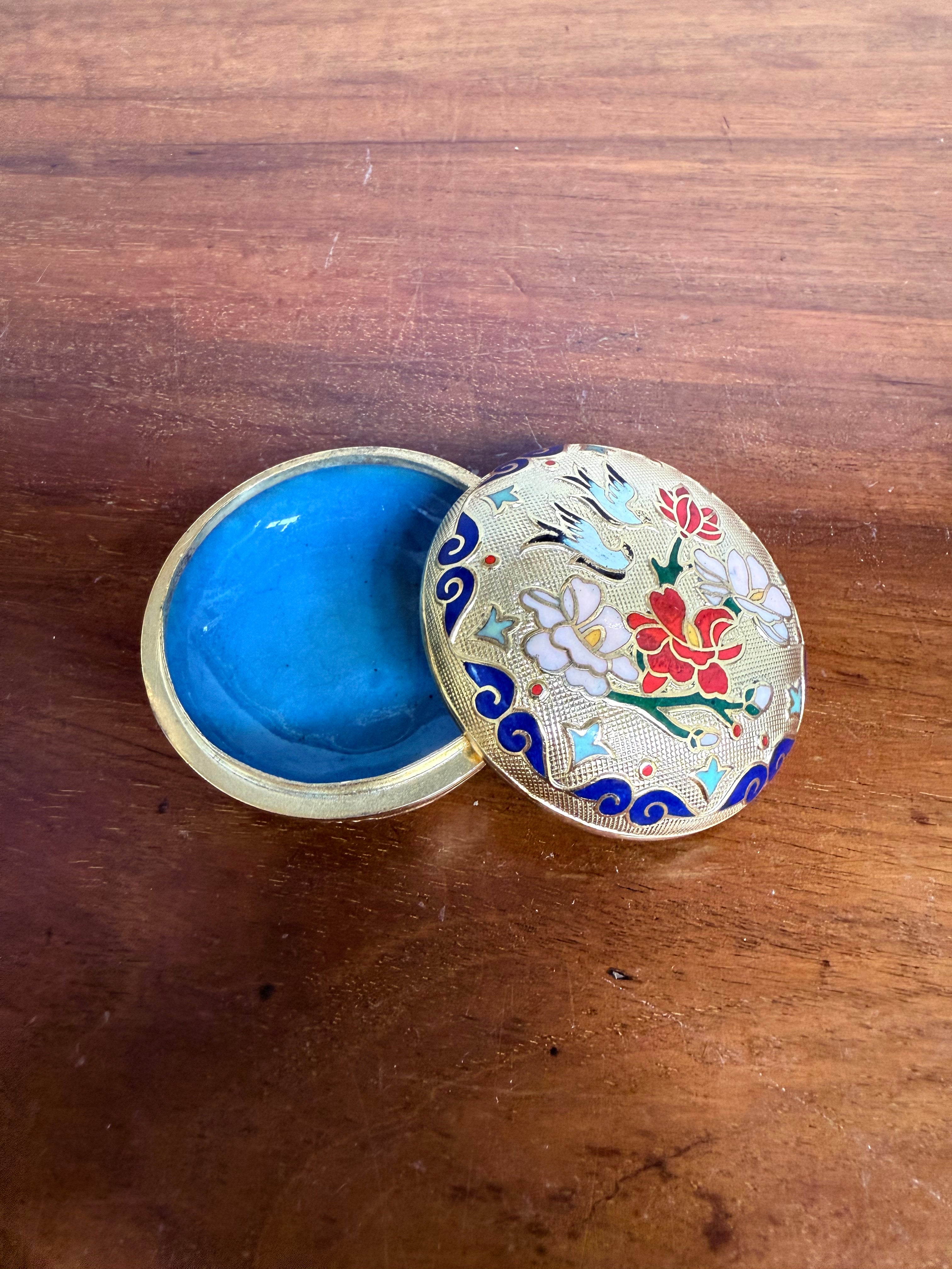 Boxed Cloisonne Covered Trinket Box