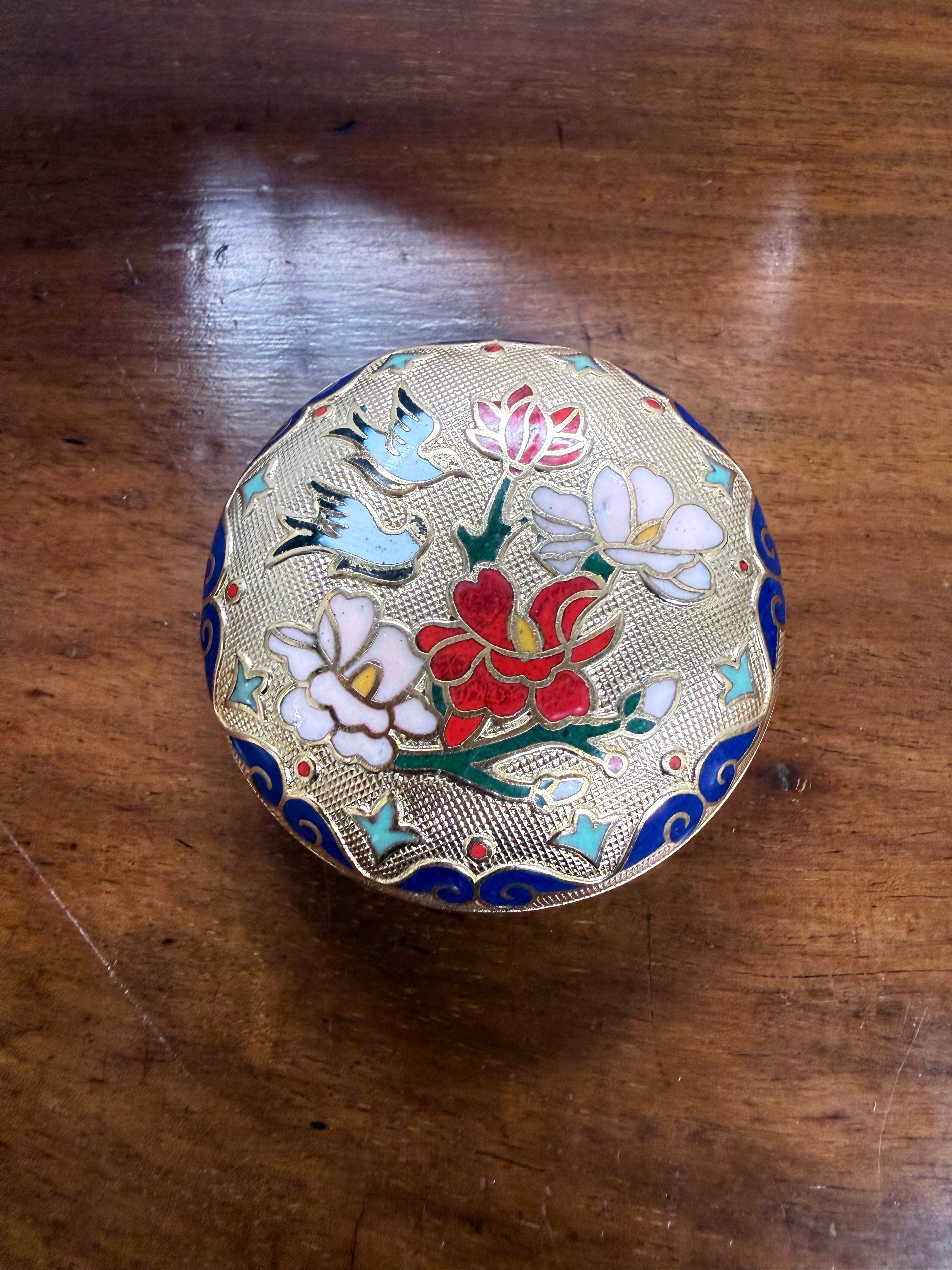 Boxed Cloisonne Covered Trinket Box