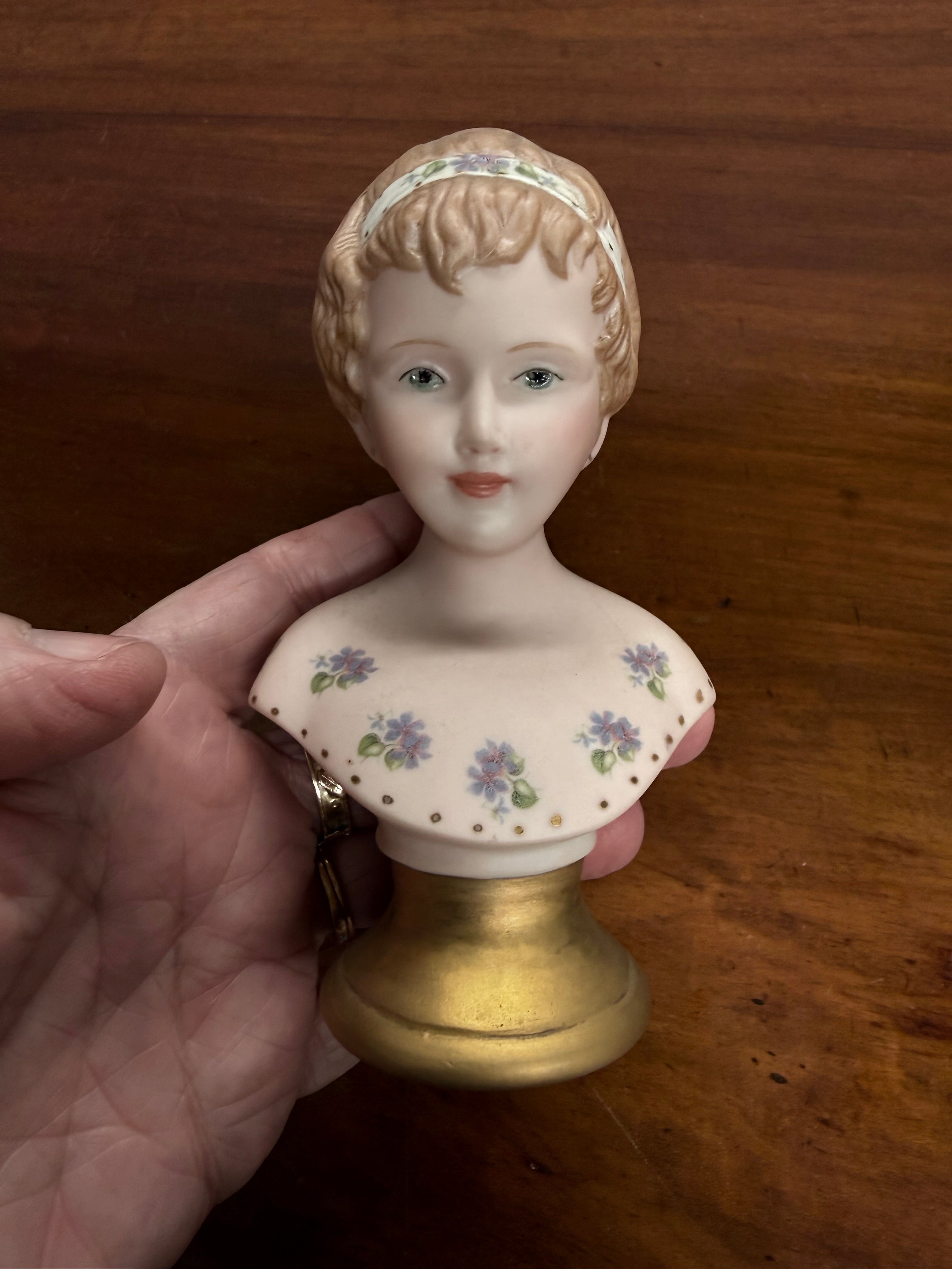 Vintage Porcelain Bisque Bust Of Young Girl