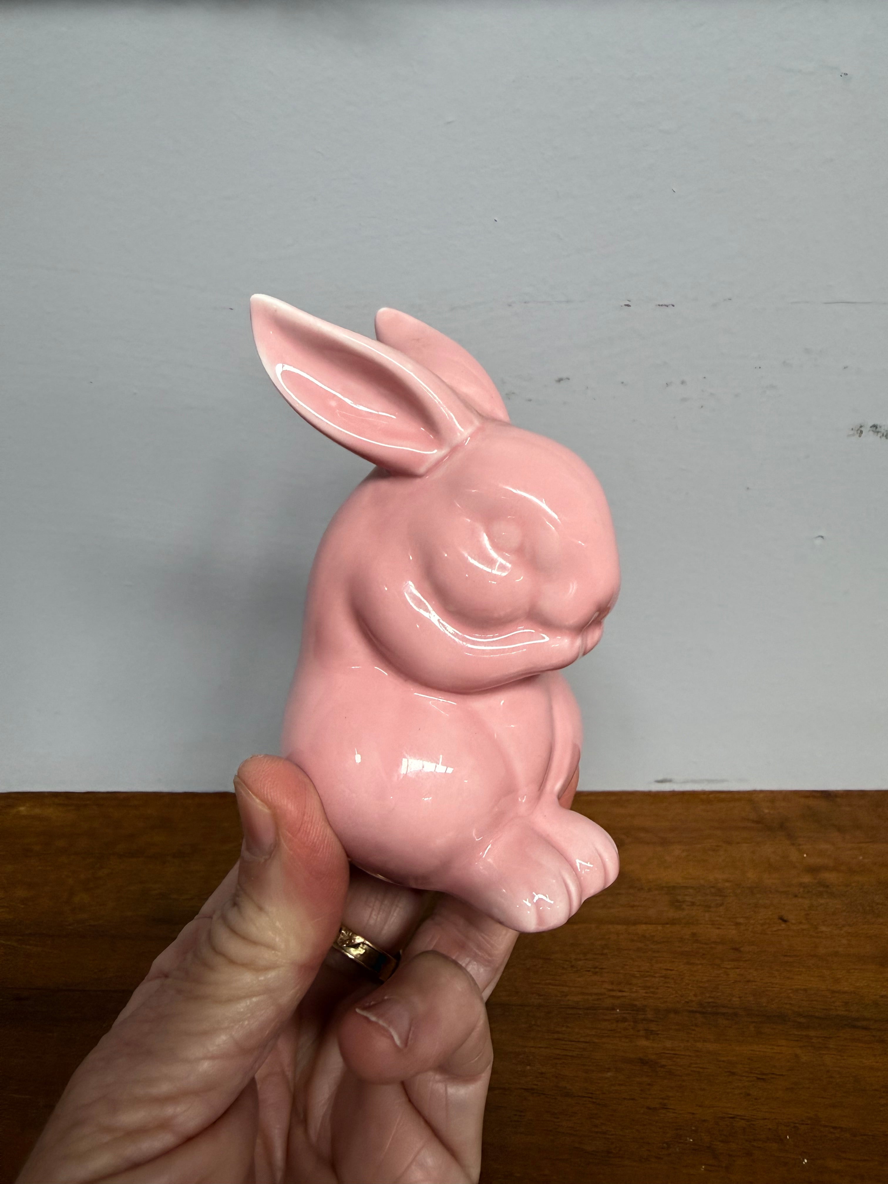 Vintage Pink Ceramic Rabbit Figurine | Antique & Vintage | Moonee Ponds Antiques | Australia Wide