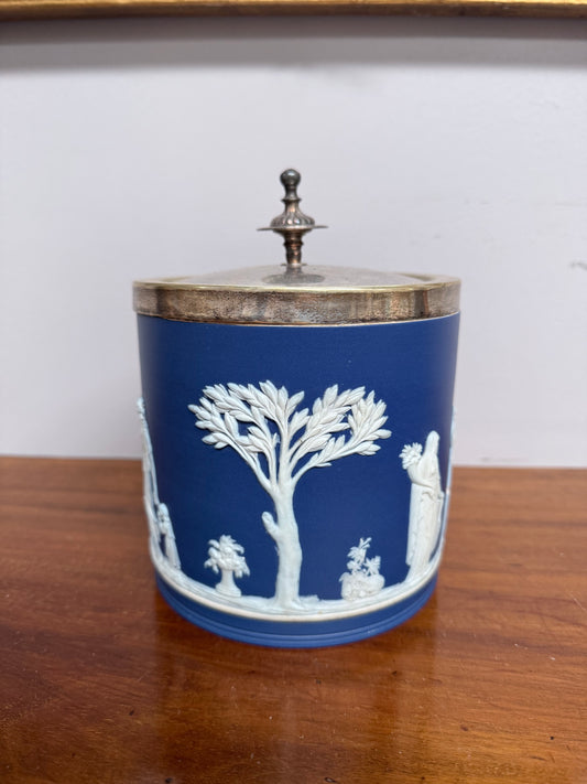Blue & White Wedgwood Lidded Biscuit Barrel