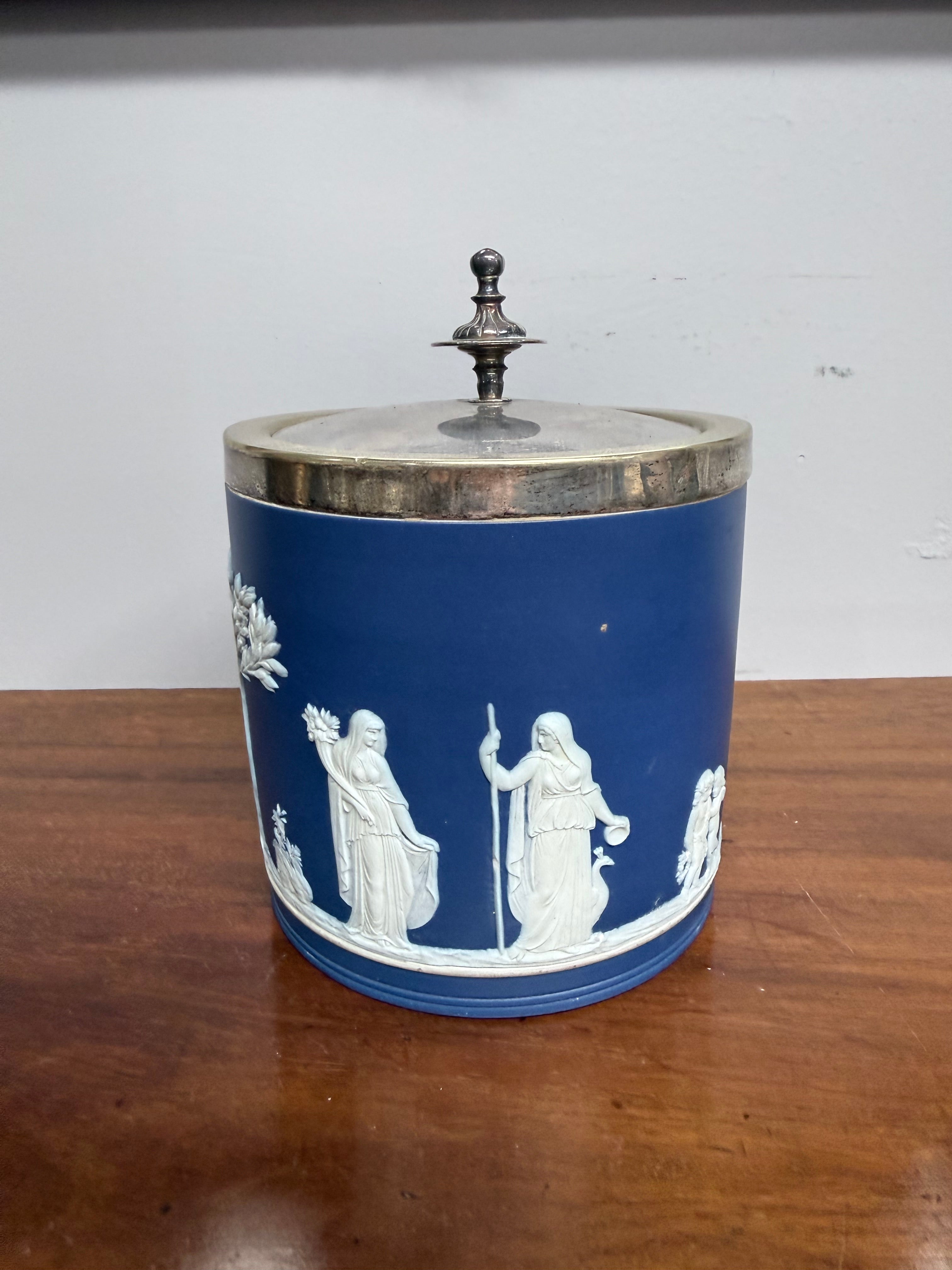 Blue & White Wedgwood Lidded Biscuit Barrel
