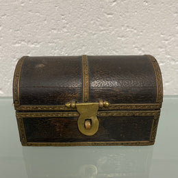 Vintage Treasure Chest Brass & Ebonised Timber Trinket Box