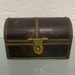 Vintage Treasure Chest Brass & Ebonised Timber Trinket Box