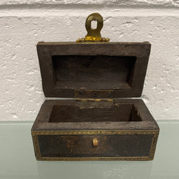 Vintage Treasure Chest Brass & Ebonised Timber Trinket Box