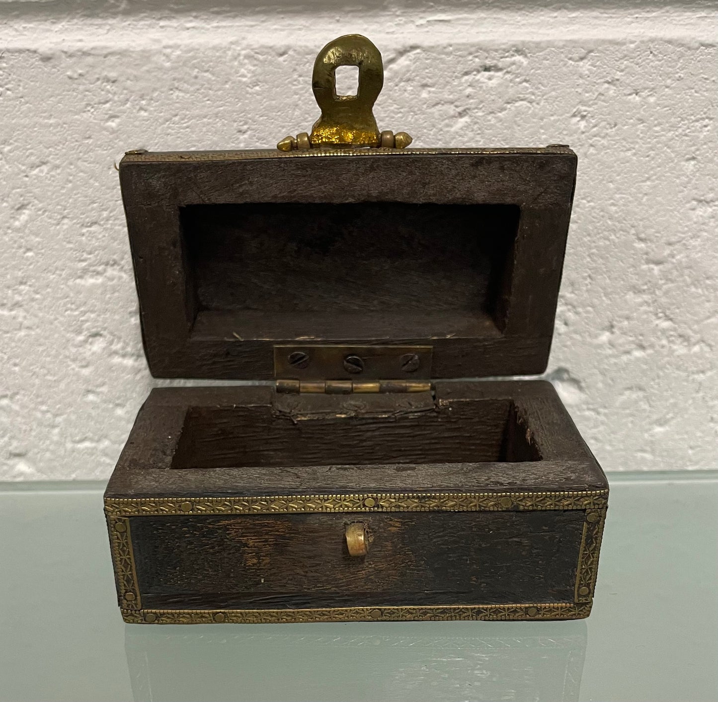 Vintage Treasure Chest Brass & Ebonised Timber Trinket Box