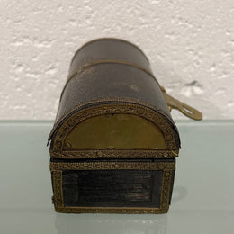 Vintage Treasure Chest Brass & Ebonised Timber Trinket Box