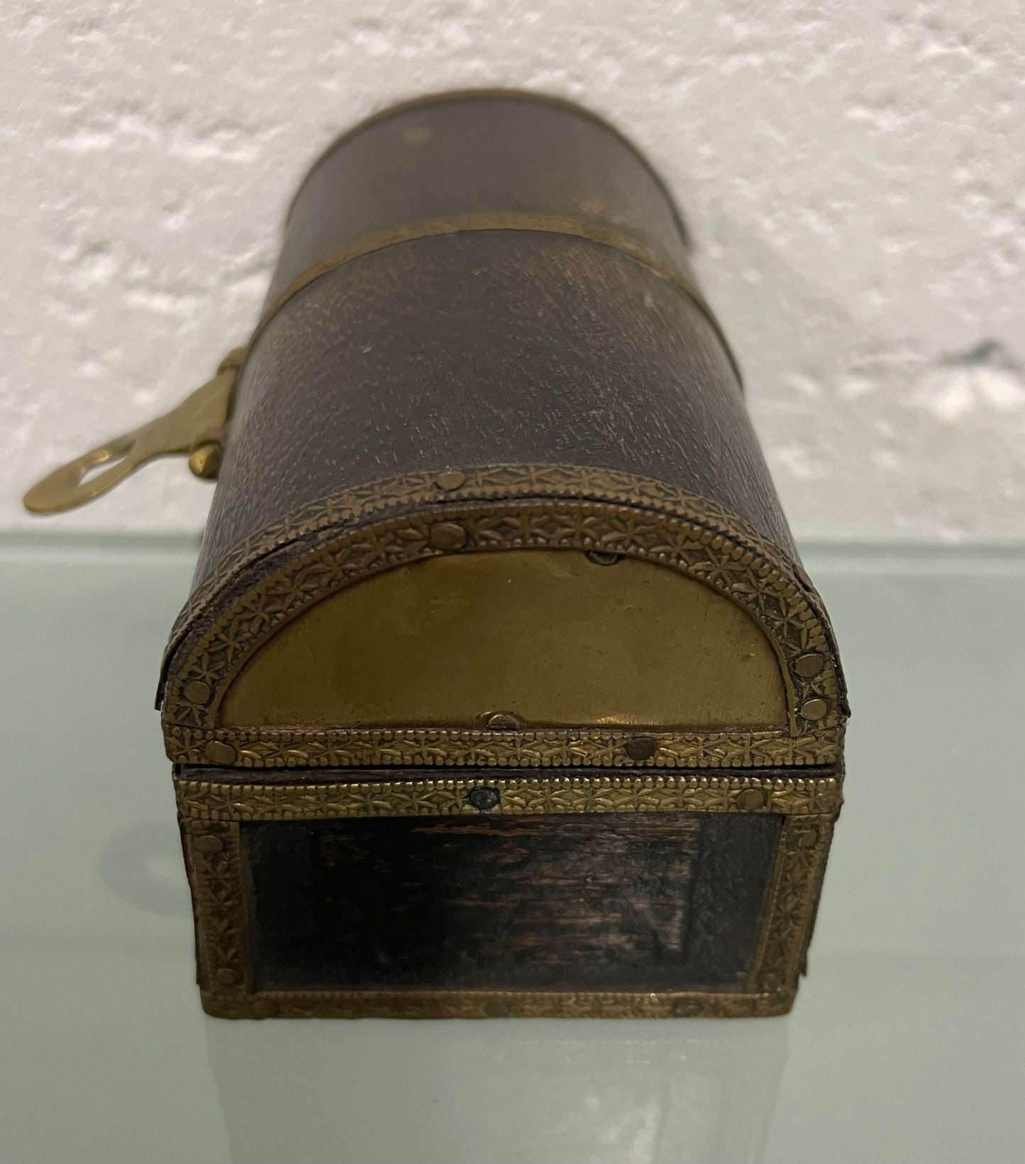 Vintage Treasure Chest Brass & Ebonised Timber Trinket Box