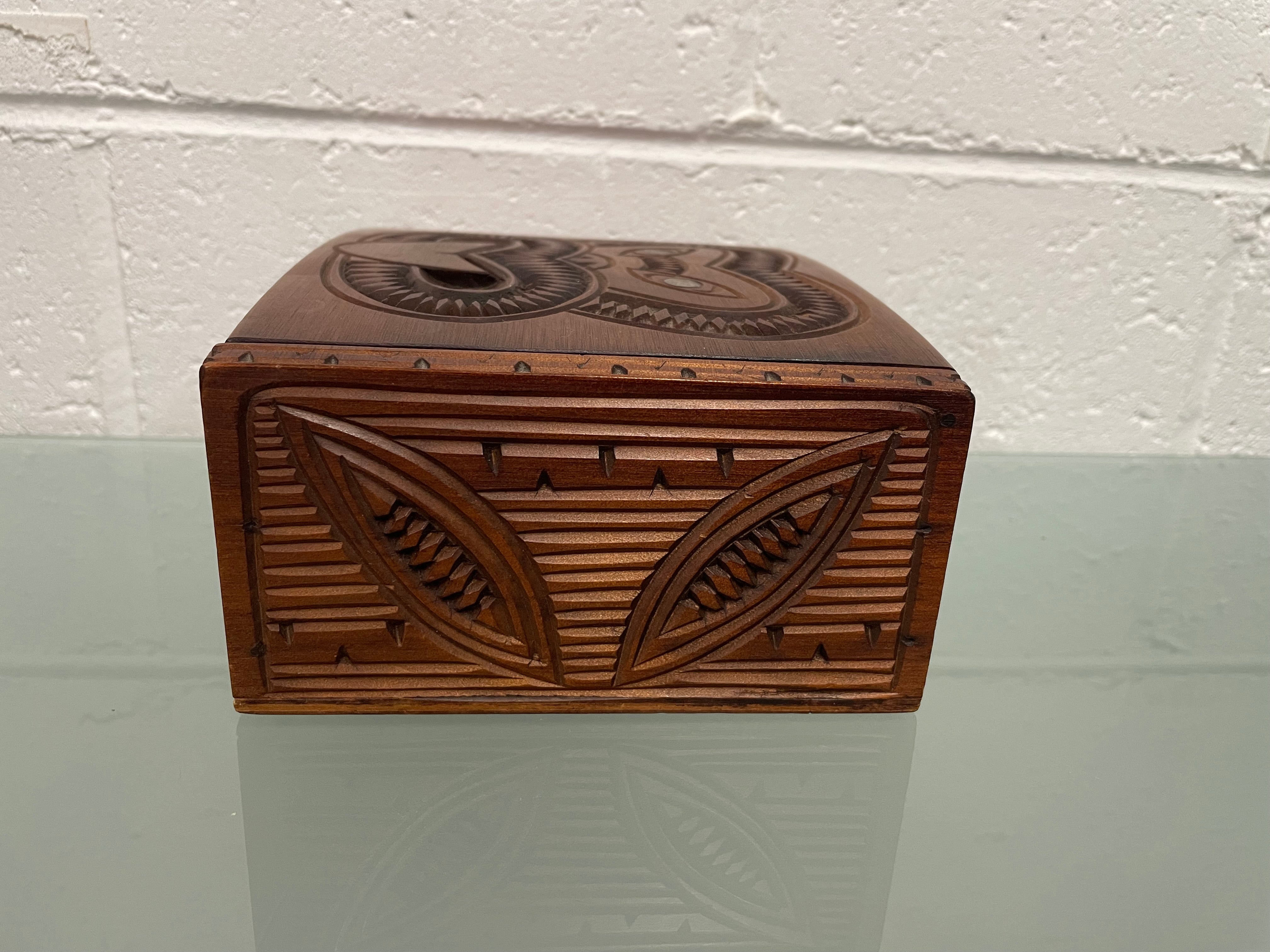 Vintage Maori Hand Carved Trinket Jewellery Box | Antique & Vintage | Moonee Ponds Antiques | Australia Wide Delivery