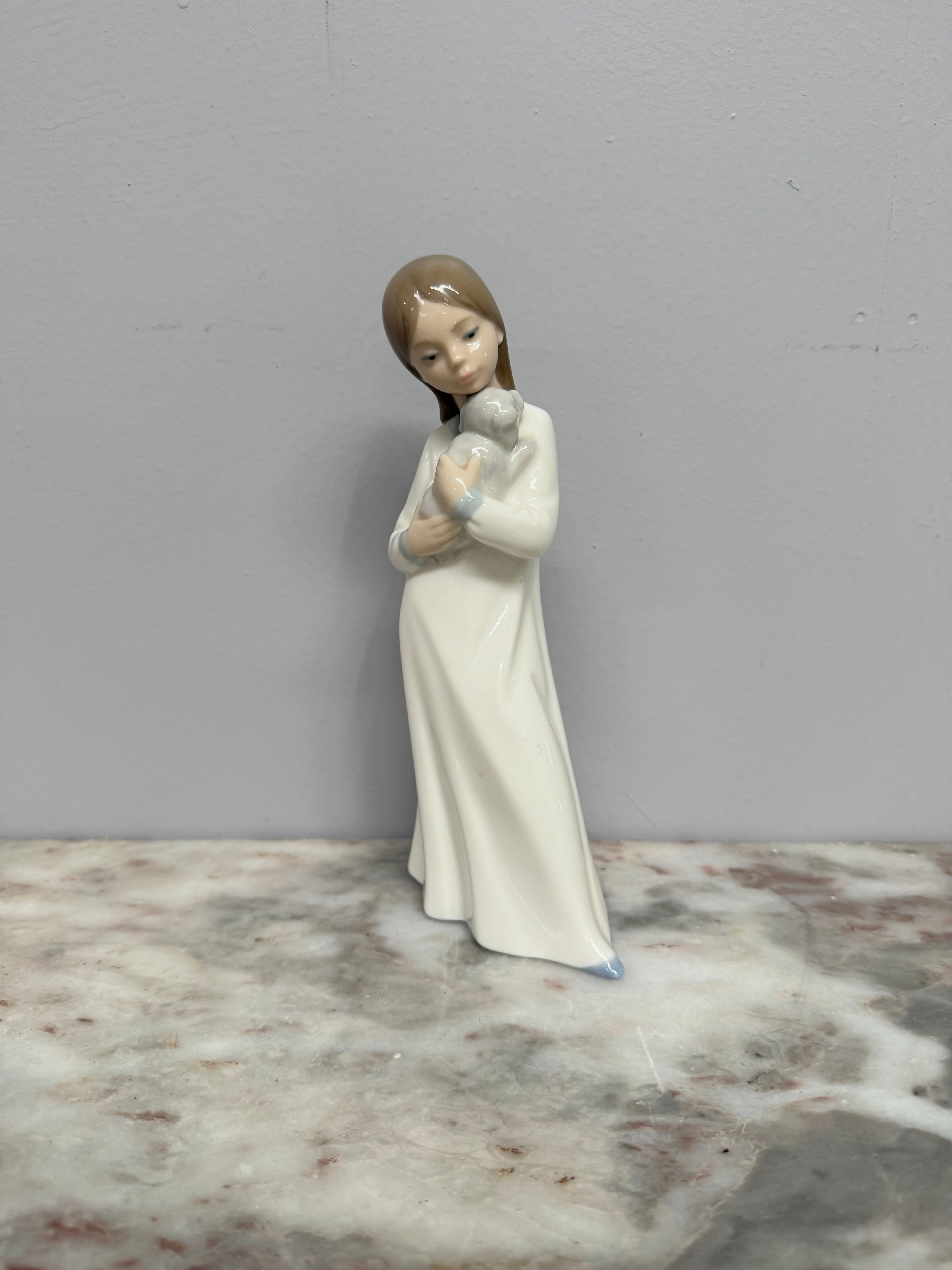 Vintage Lady & Puppy Nao Figurine