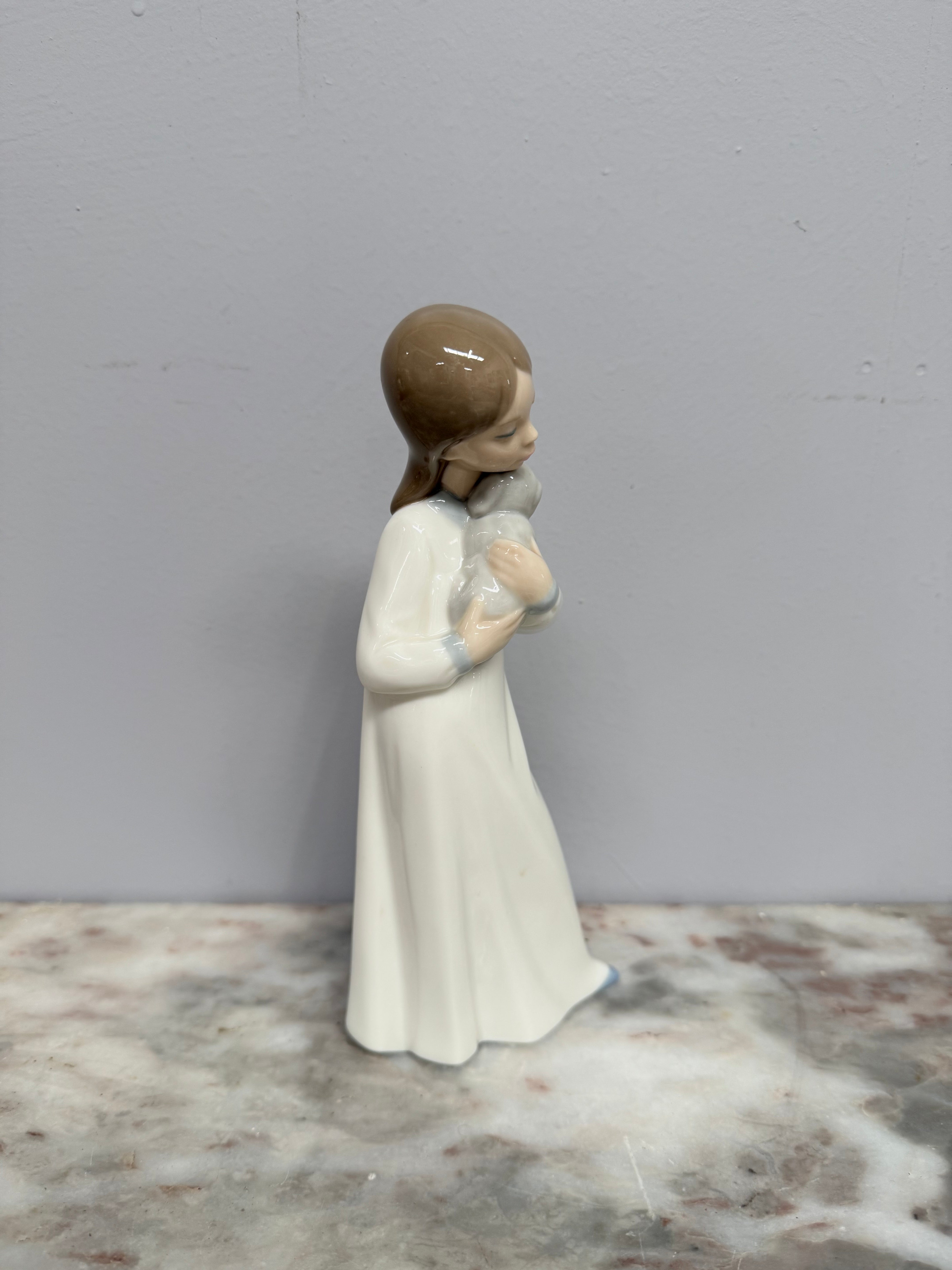 Vintage Lady & Puppy Nao Figurine