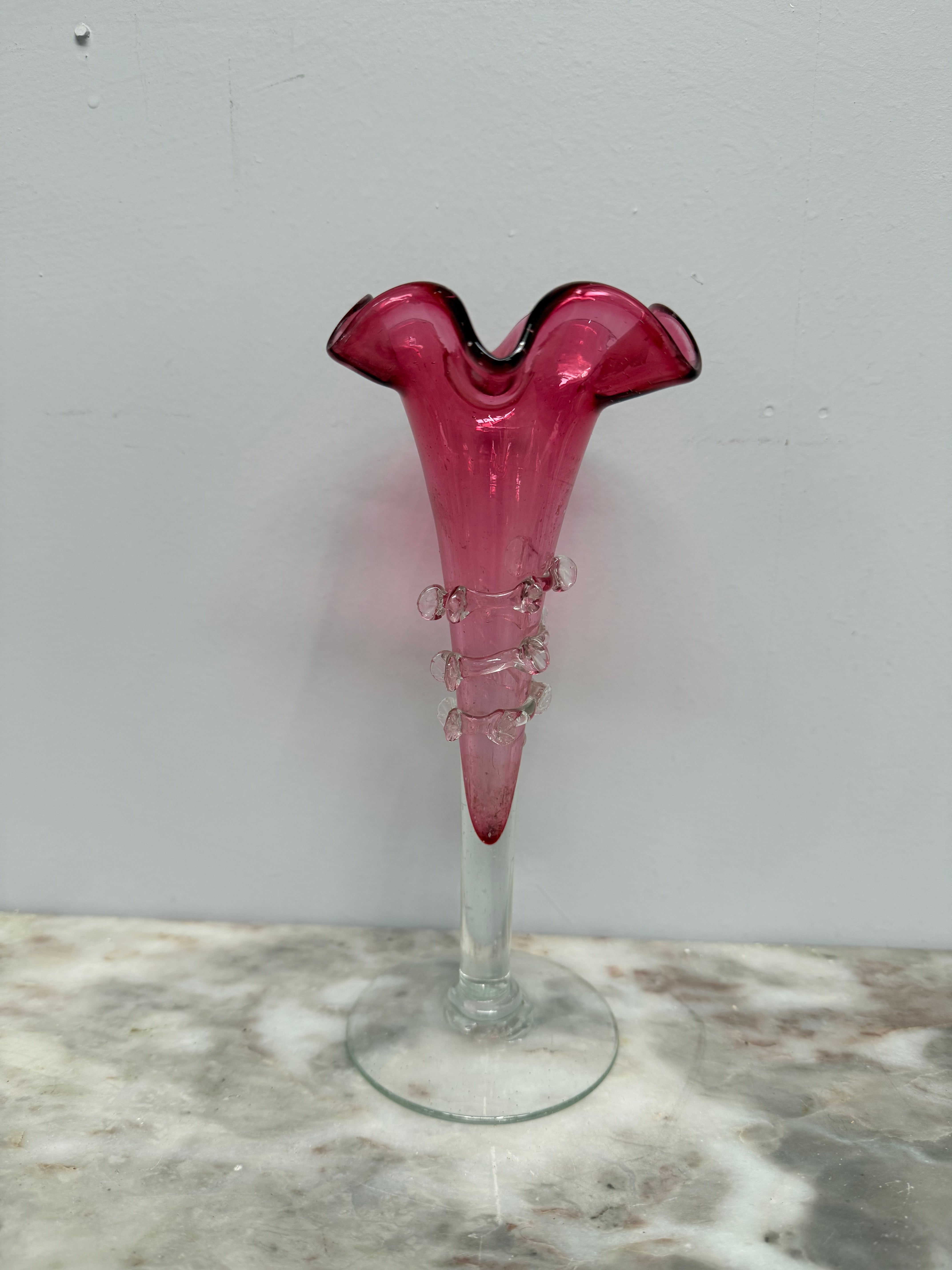 Antique Cranberry Glass Epergne Vase