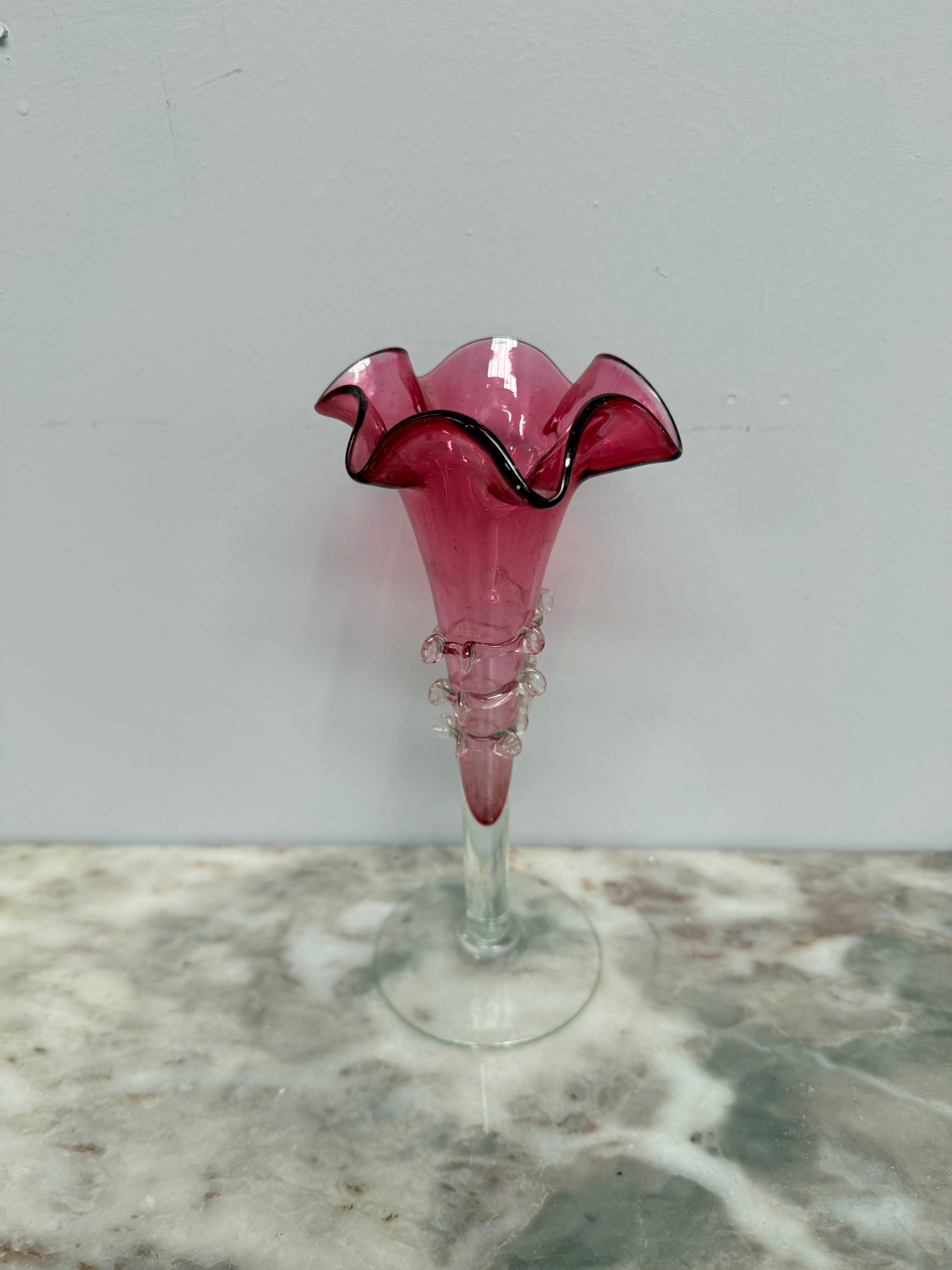 Antique Cranberry Glass Epergne Vase