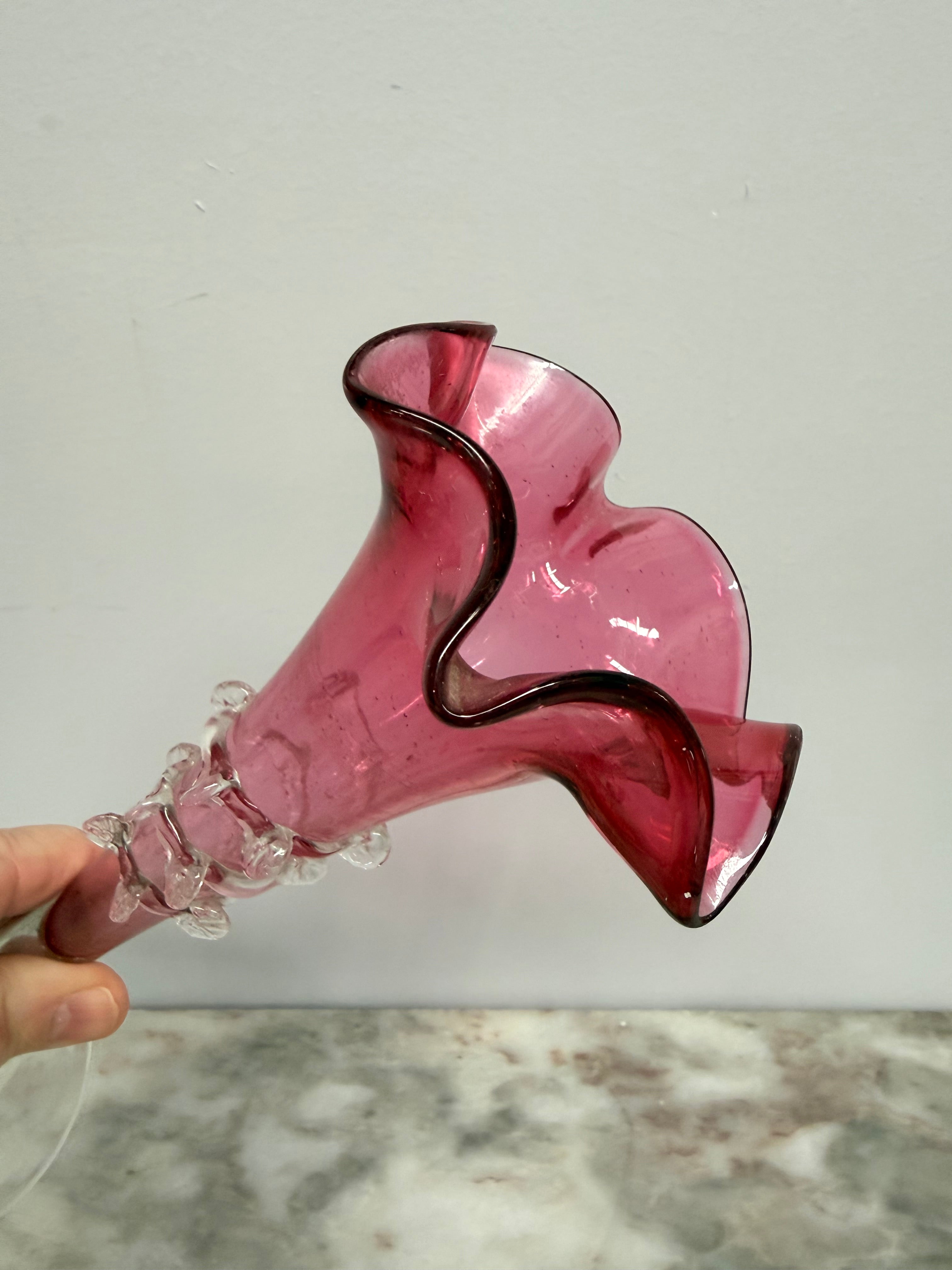 Antique Cranberry Glass Epergne Vase