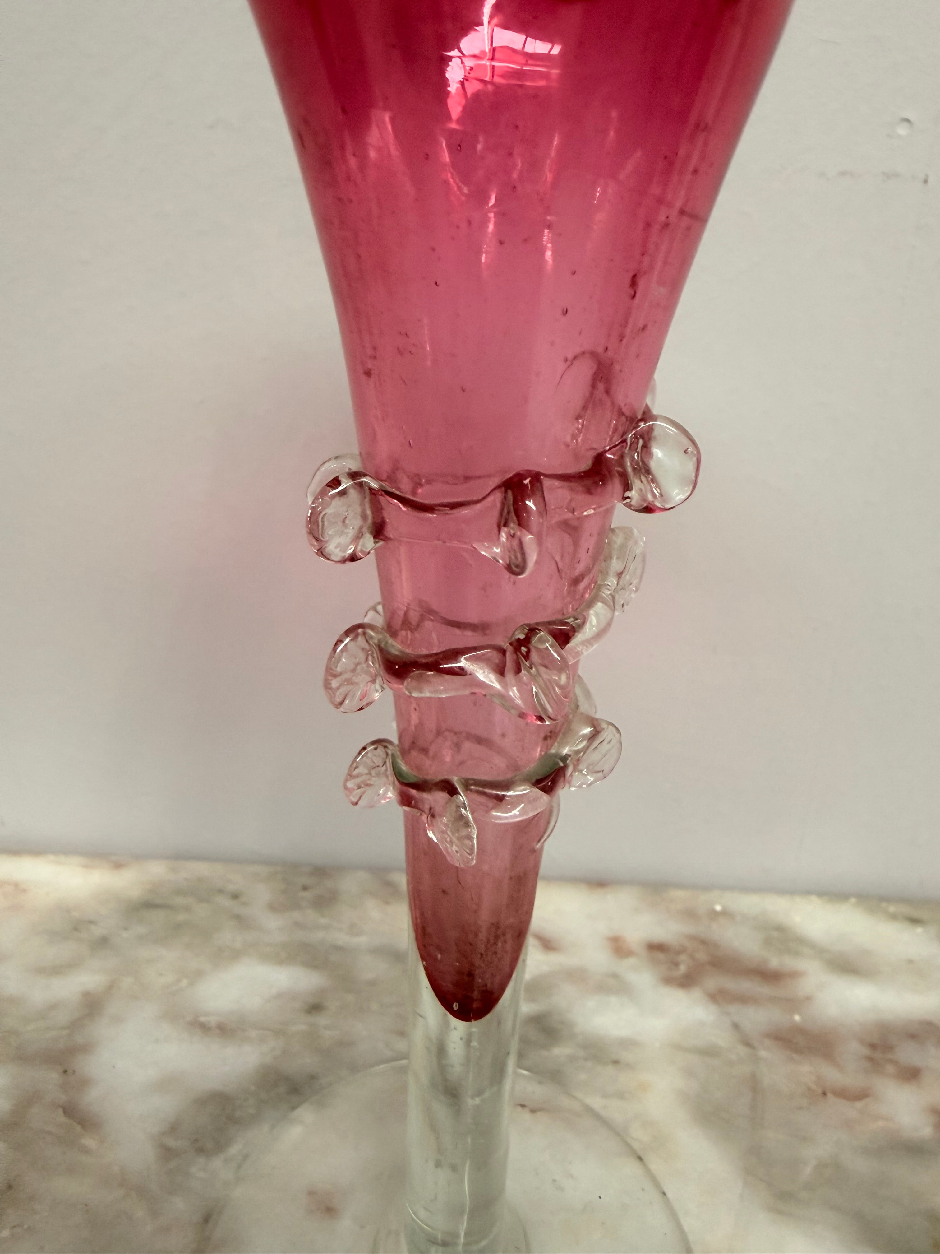 Antique Cranberry Glass Epergne Vase