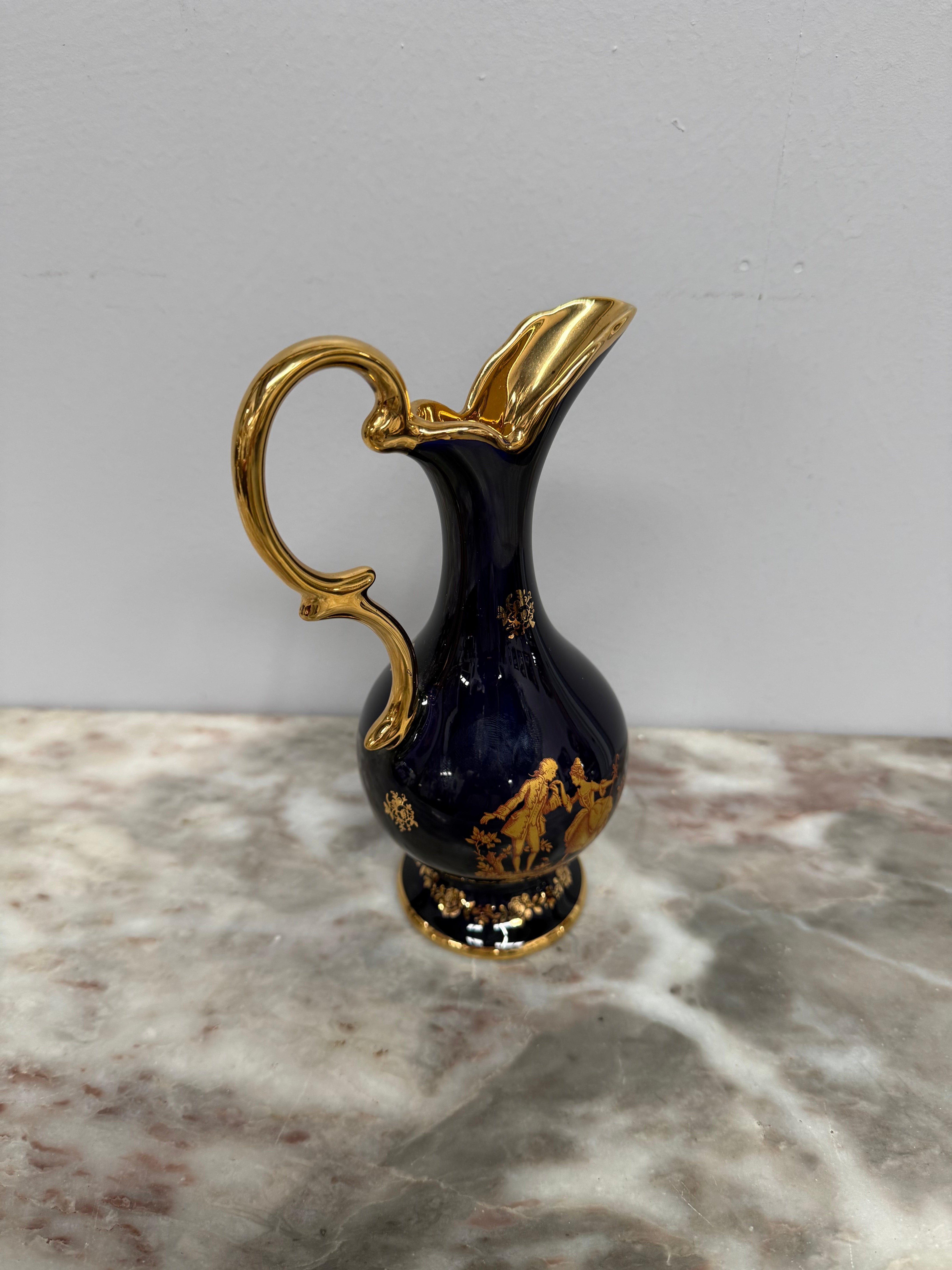 Vintage Limoges Cobalt Blue & Gilt Jug