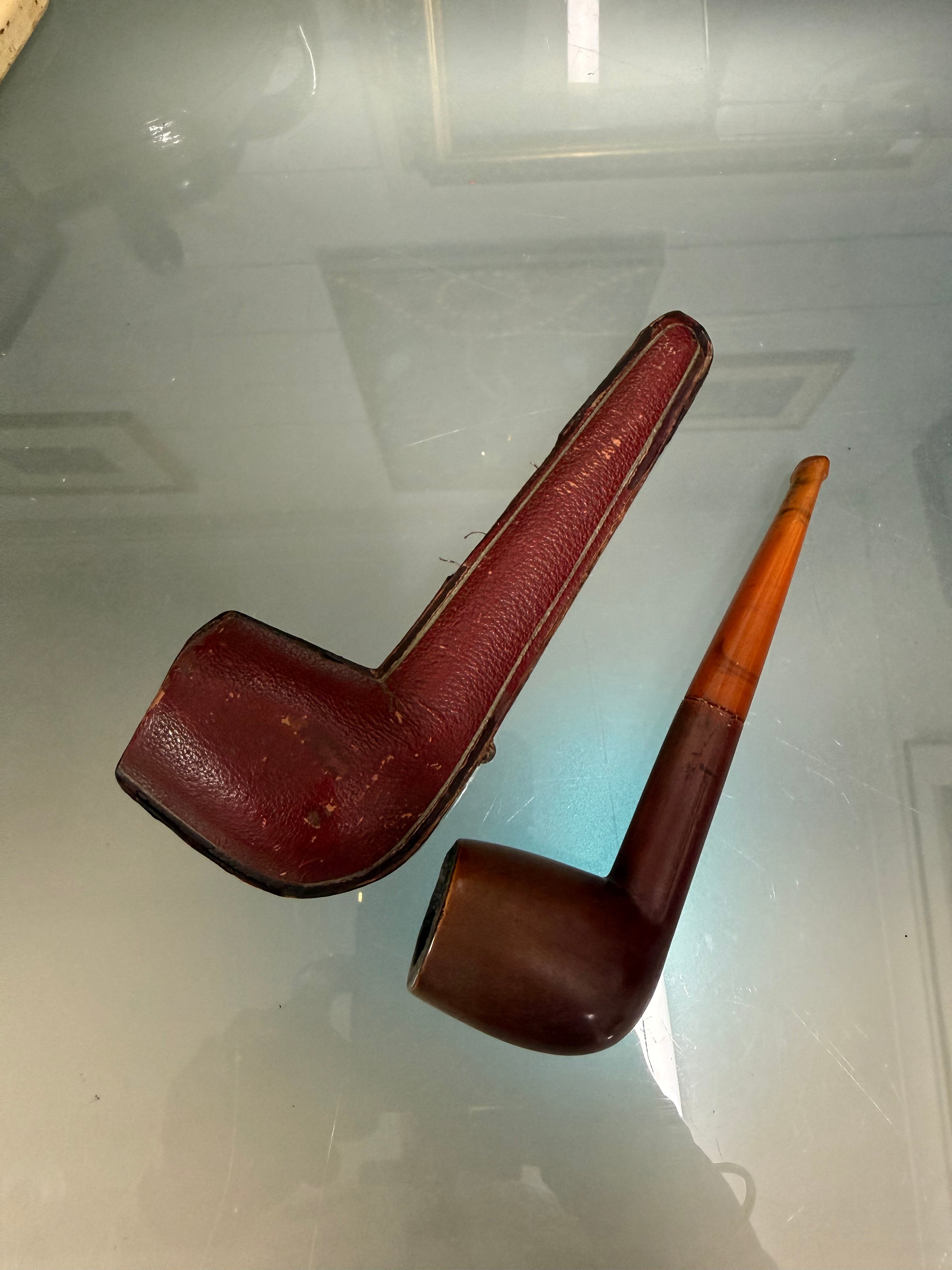 Antique Traditional English Pipe In Original Case