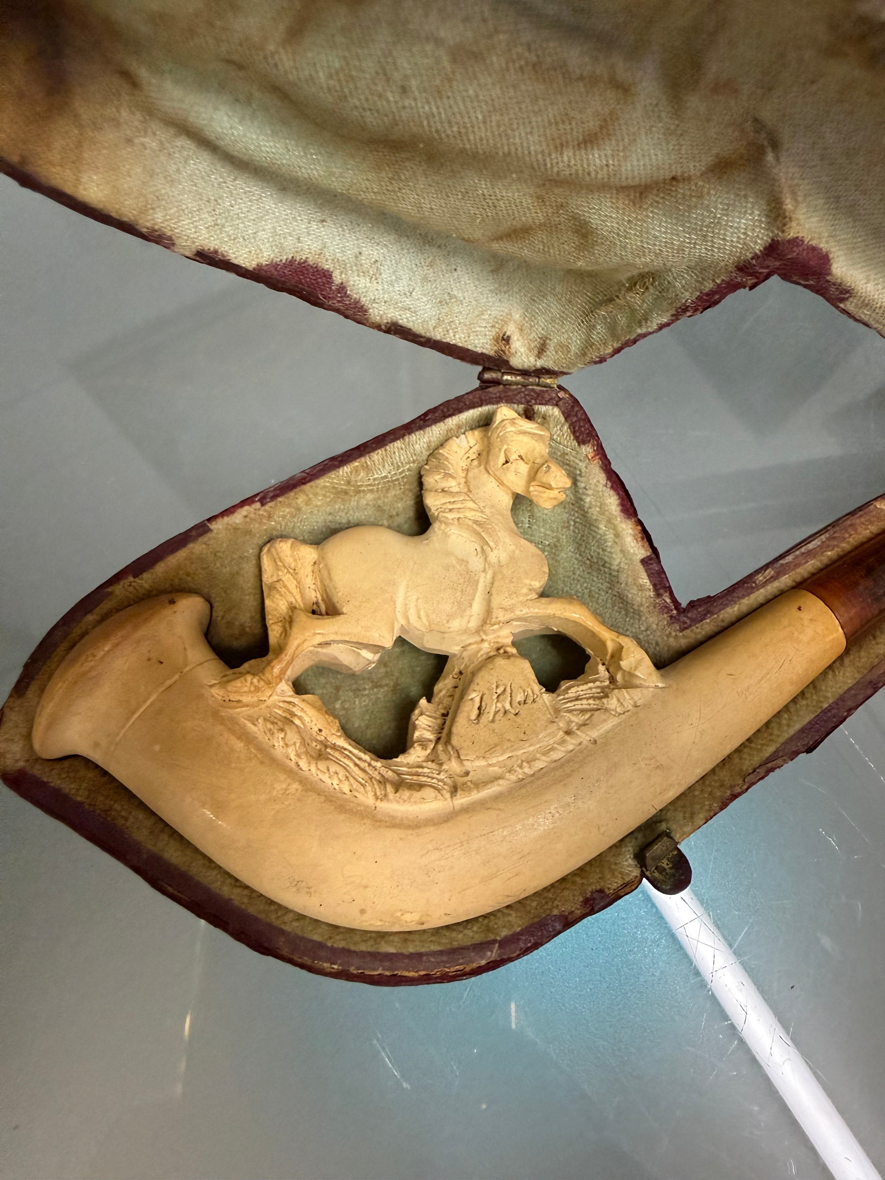 Antique Meerschaum Pipe In Original Case