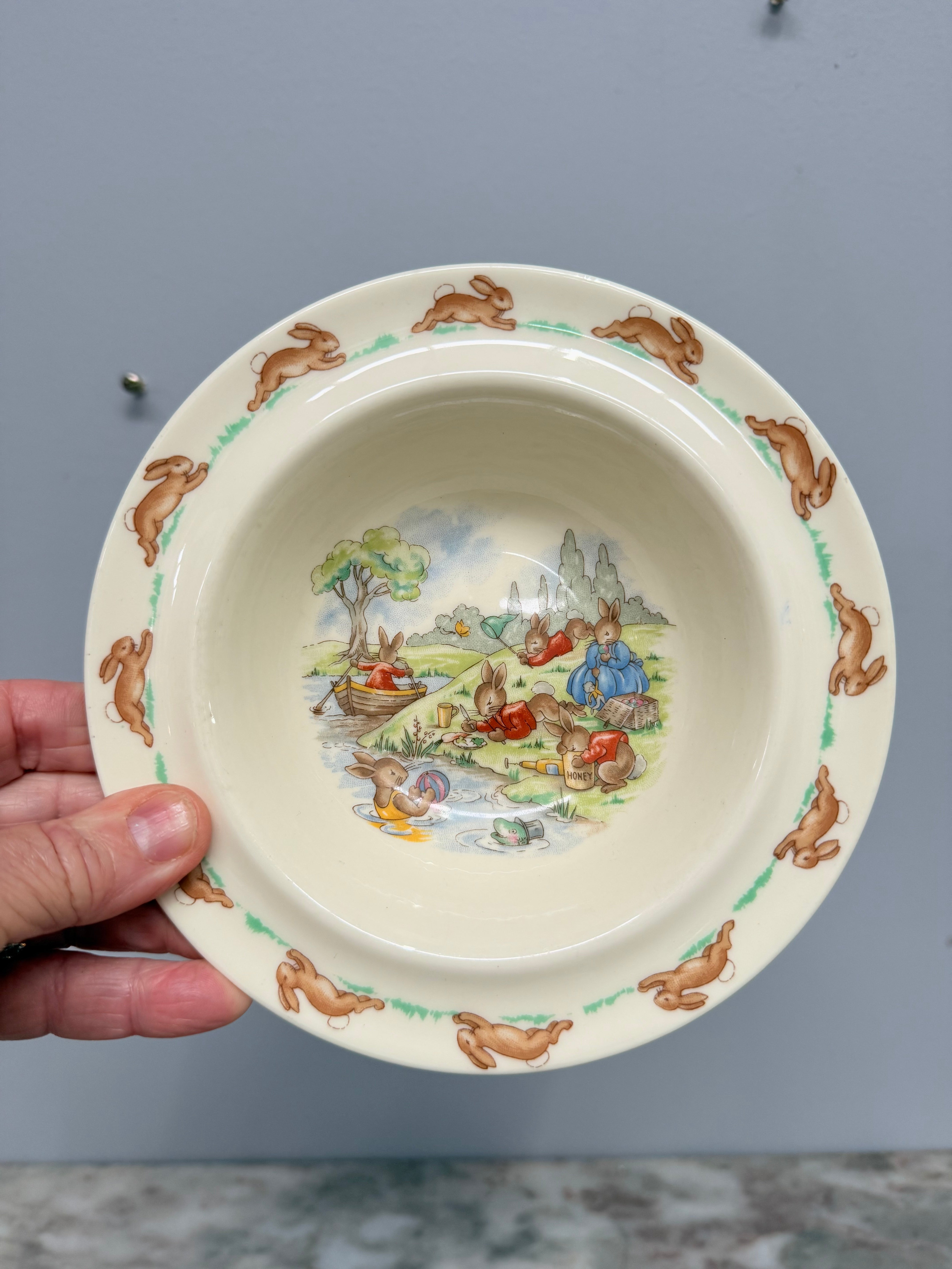 Vintage Royal Doulton Bunnykins Bowl 'Picnic' | Antique & Vintage | Moonee Ponds Antiques | Australia Wide