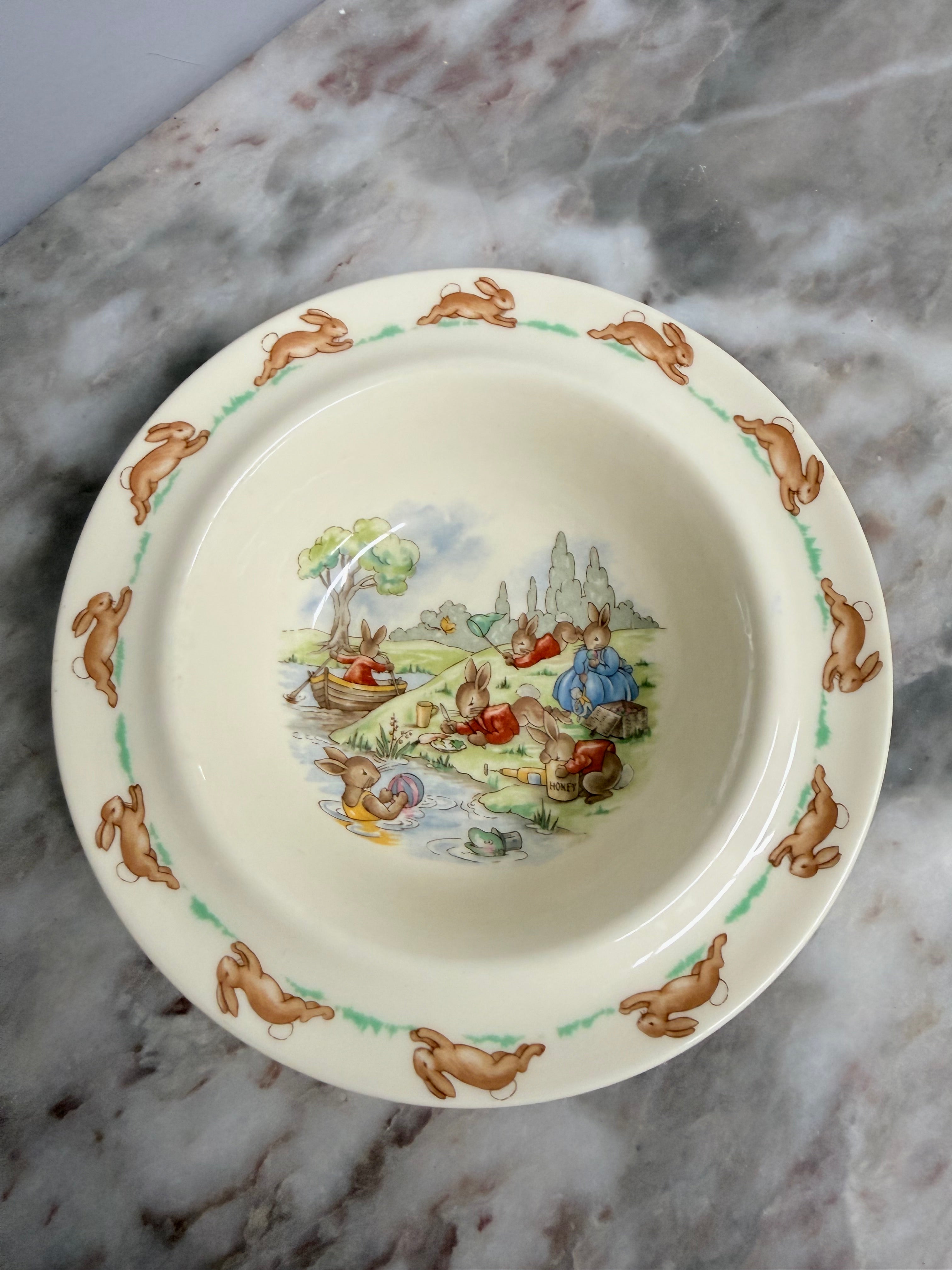 Vintage Royal Doulton Bunnykins Bowl 'Picnic' | Antique & Vintage | Moonee Ponds Antiques | Australia Wide