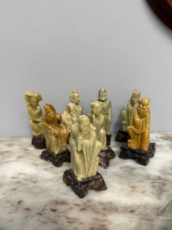 Vintage Set of 8 Hand Carved Chinese Immortals Sculptures | Antique & Vintage | Moonee Ponds Antiques | Australia Wide Delivery