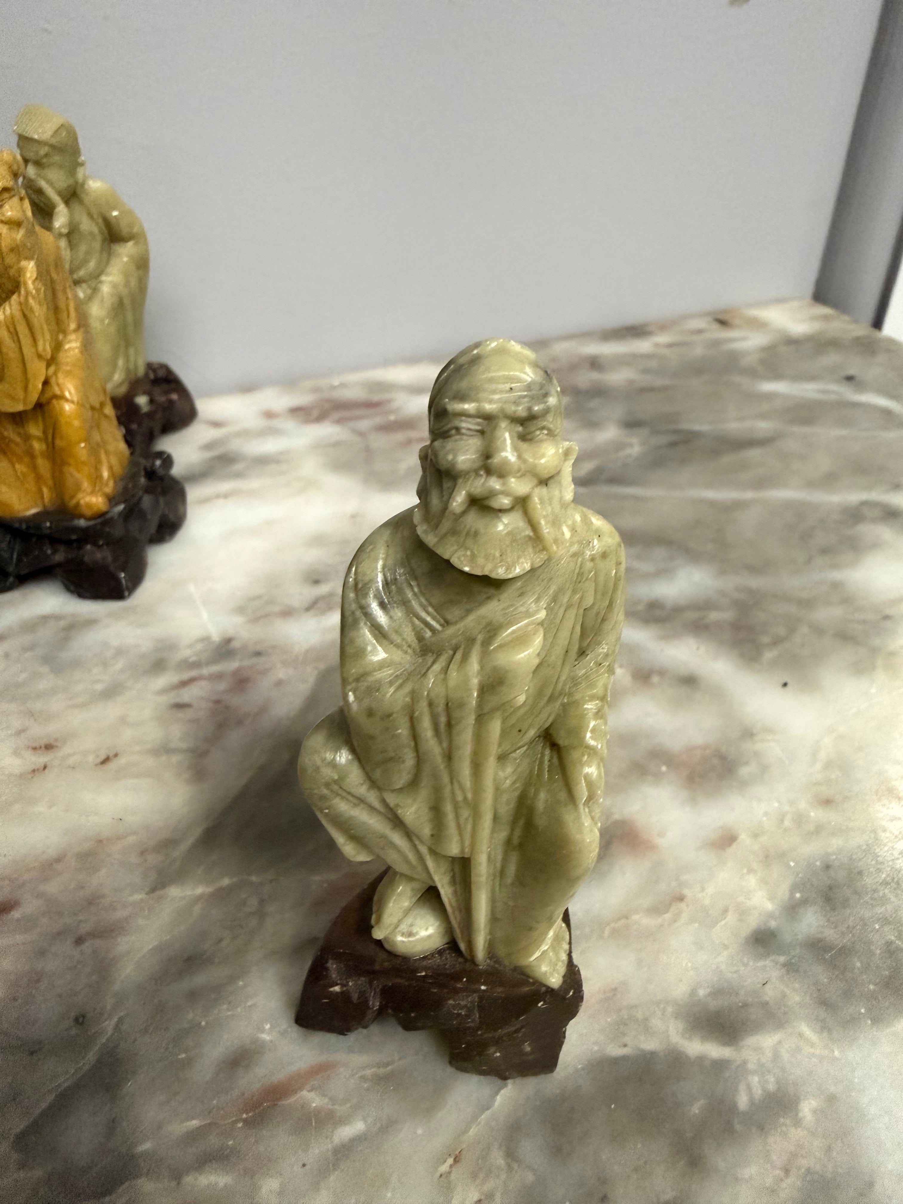 Vintage Set of 8 Chinese Immortals Hand Carved Sculptures | Antique & Vintage | Moonee Ponds Antiques | Australia Wide
